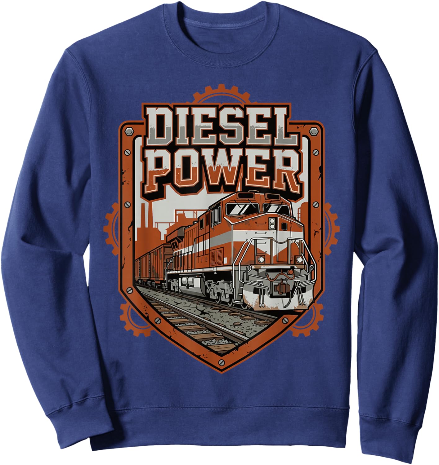 Diesel Power Freight Train Industrial Locomotive Railfan Sweatshirt - Sweatshirt | Navy