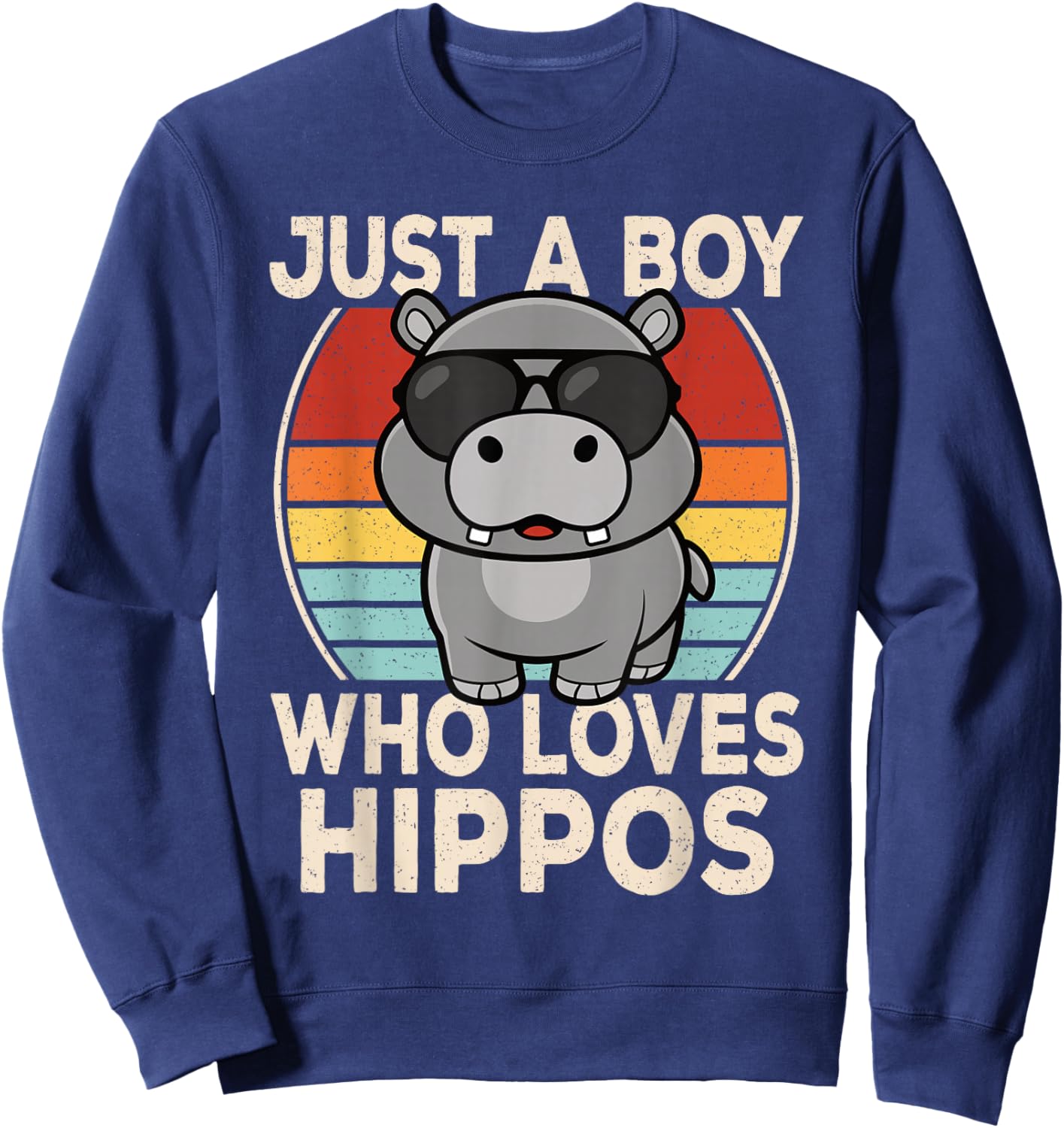 Just A Boy Who Loves Hippos Hippopotamus Lover Boys Kids Sweatshirt - Sweatshirt | Navy