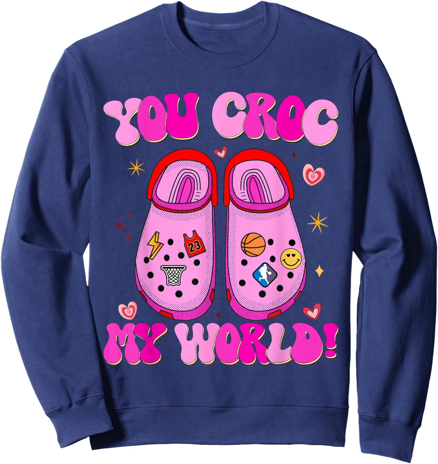 Retro You Croc My World Funny Valentine Sweatshirt - Sweatshirt | Navy