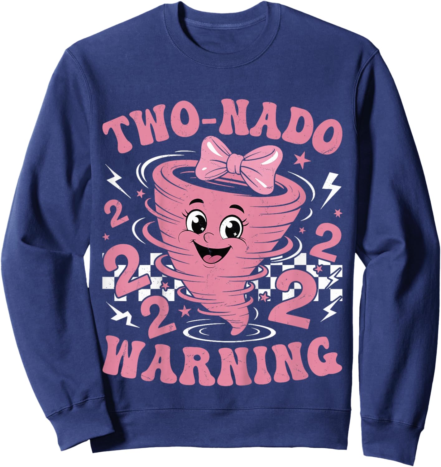 Two Nado Warning Coquette Bow 2nd Birthday 2 Year Old Girls Sweatshirt - Sweatshirt | Navy