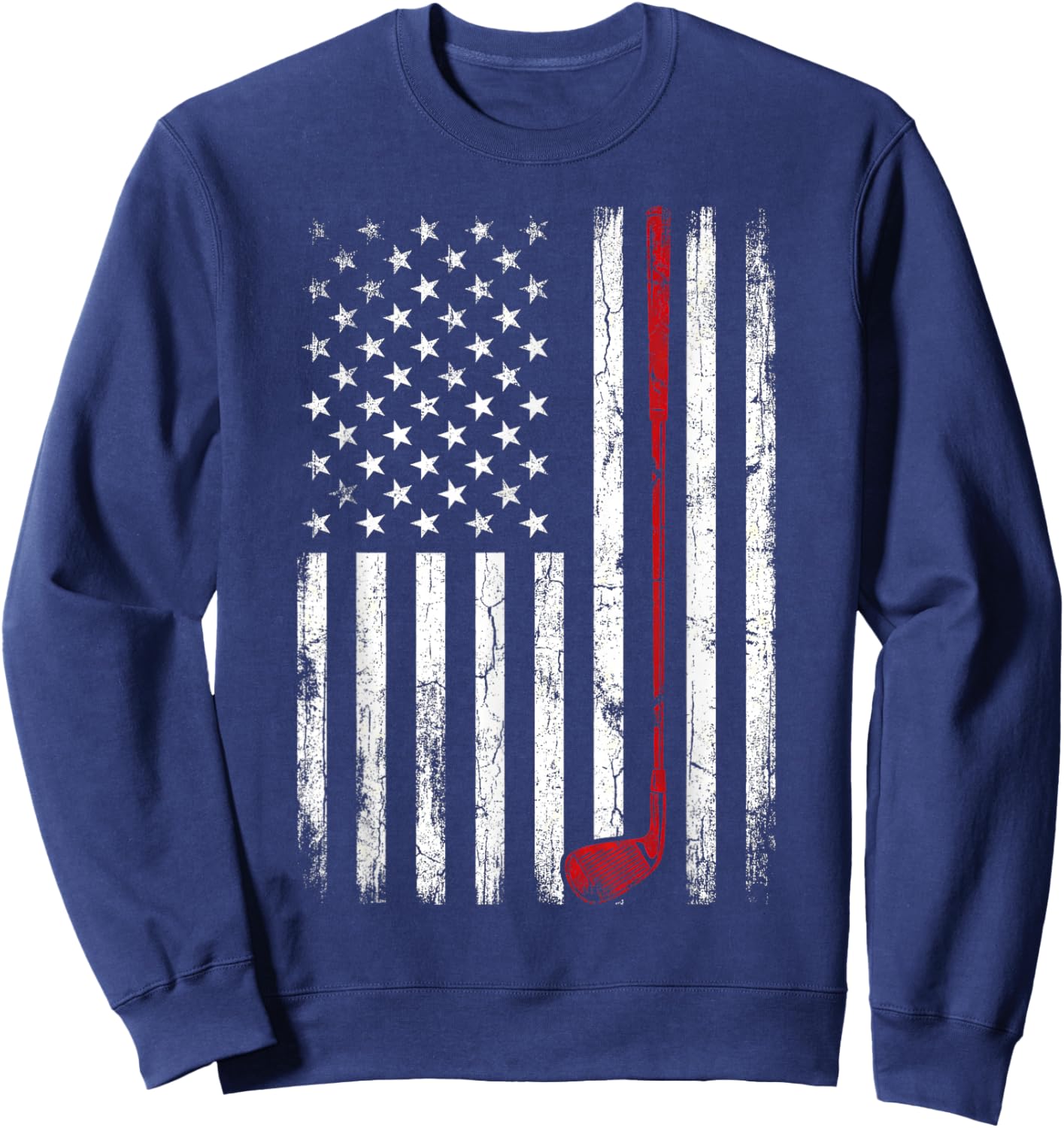 Patriotic American Flag Golf Golfer Graphic Women Sweatshirt - Sweatshirt | Navy