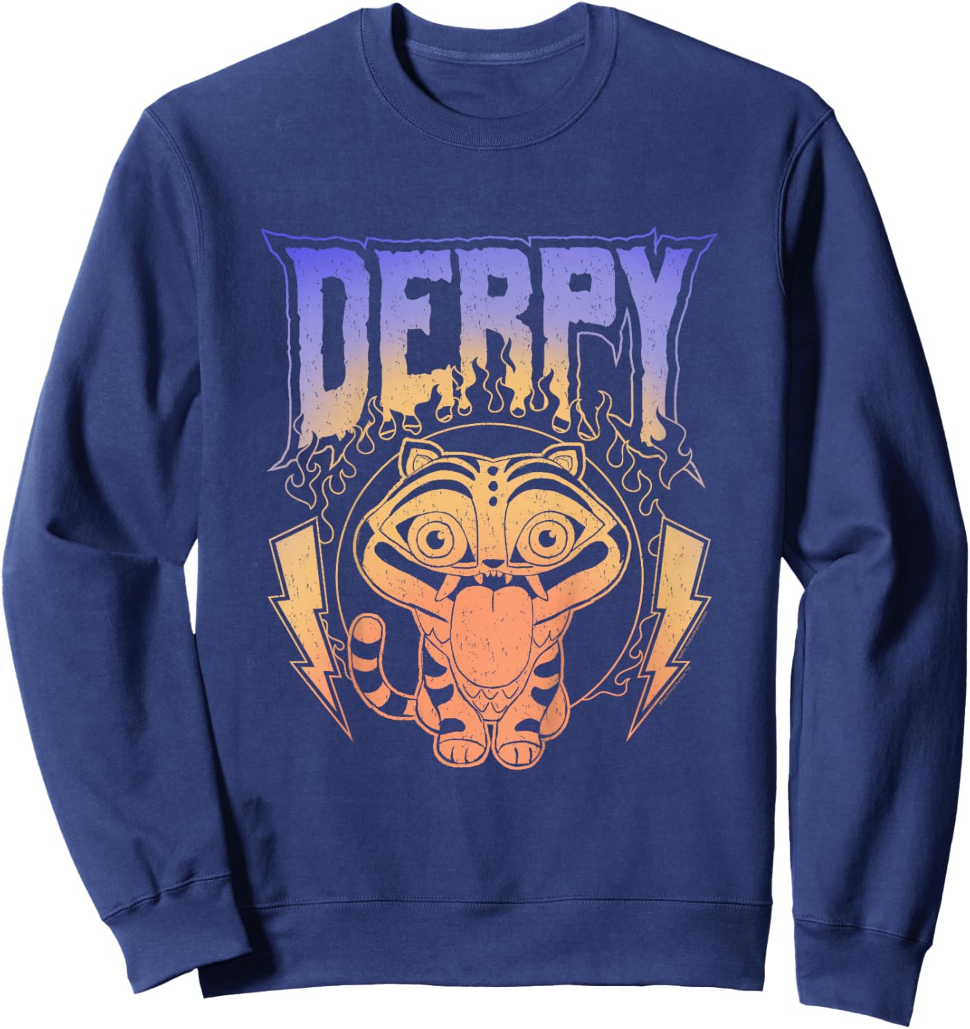 Kpop Demon Hunters Derpy Retro Metal Band Style Logo Sweatshirt - Sweatshirt | Navy