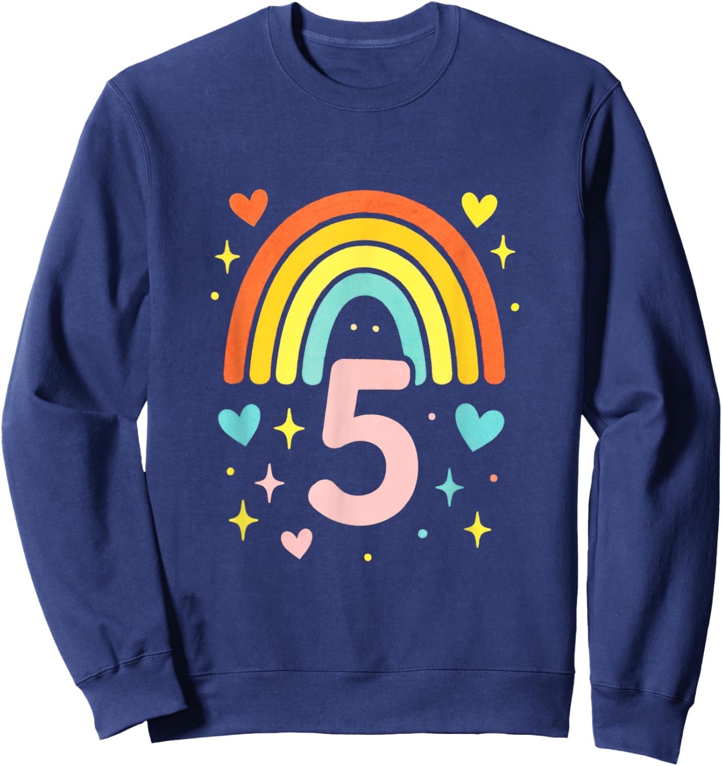 5th Birthday First Birthday Rainbow 5 Year Old Sweatshirt - Sweatshirt | Navy