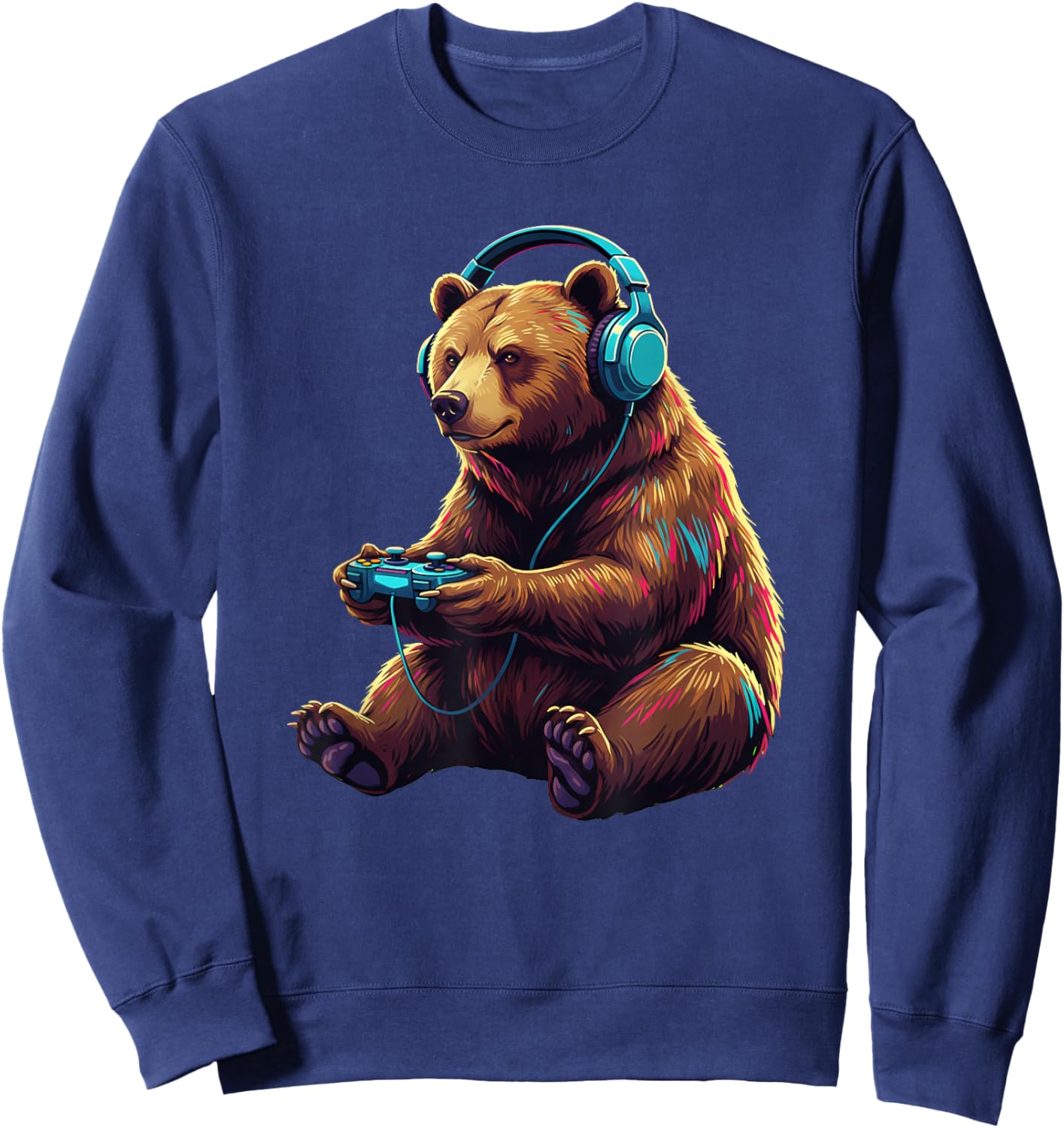 Bear Gaming Animal Video Games Funny Bear Sweatshirt - Sweatshirt | Navy
