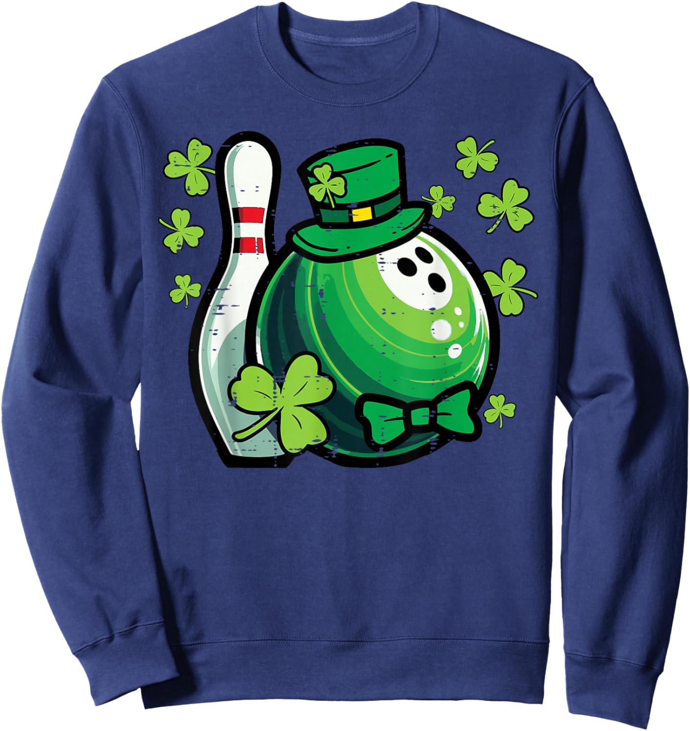 St Patricks Day Bowling Saint Paddys Bowler Men Women Kids Sweatshirt - Sweatshirt | Navy