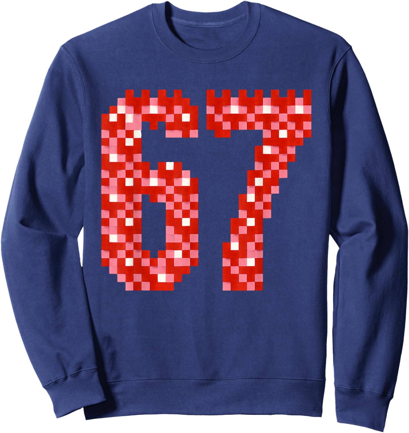67 Valentine's Day Pixel Heart Mosaic Cute Six Seven Meme Sweatshirt - Sweatshirt | Navy