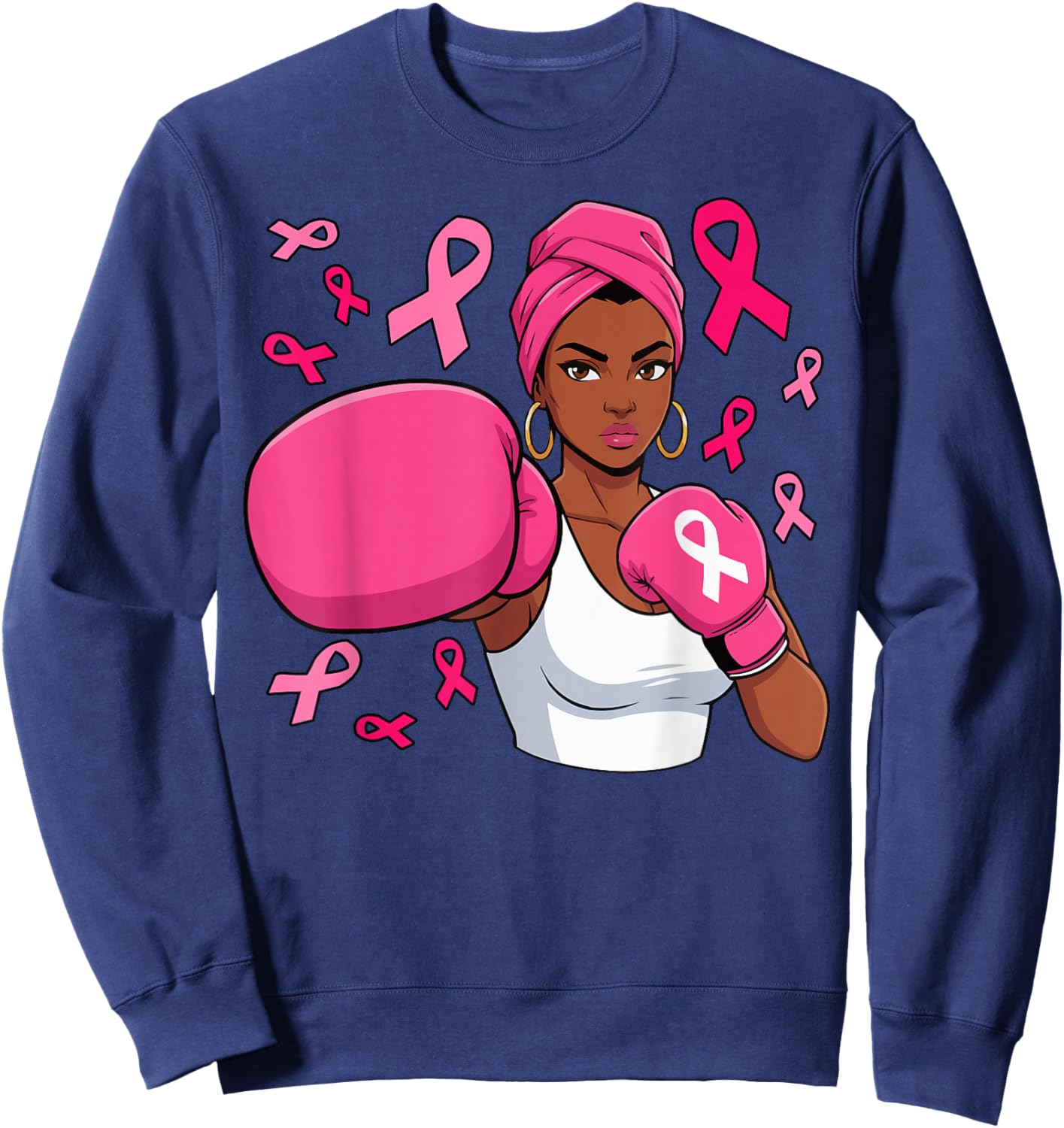 African American Women Fight Breast Cancer Awareness Month Sweatshirt - Sweatshirt | Navy