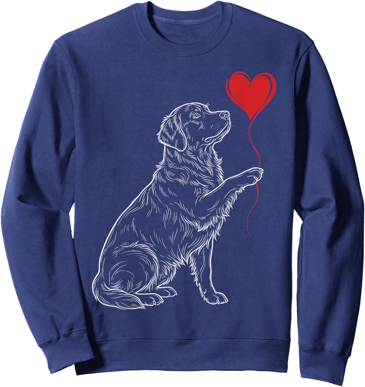 Golden Retriever Lover Dog Art Holding Heart Valentines Sweatshirt - Sweatshirt | Navy