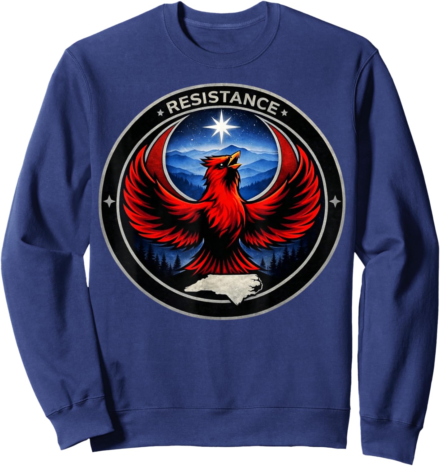 North Carolina NC Rebel Bird Alliance Resistance No Kings Sweatshirt - Sweatshirt | Navy