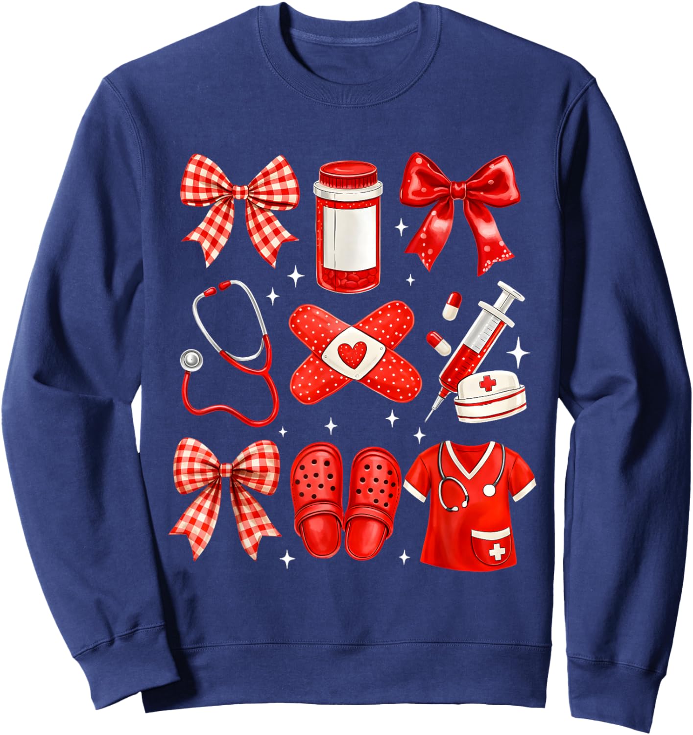 Nurse Valentines Cute Coquette Nursing Sweatshirt - Sweatshirt | Navy