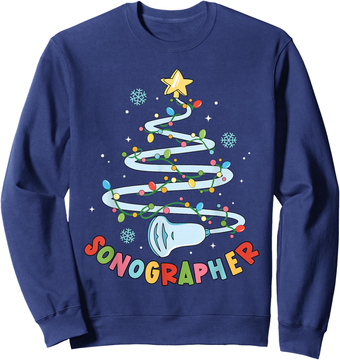 Funny Sonographer Christmas Tree Ultrasound Matching Group Sweatshirt - Sweatshirt | Navy