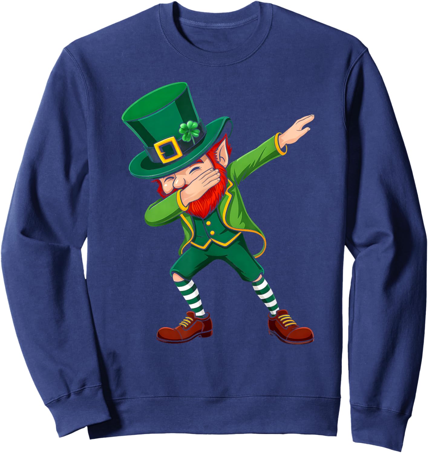 Dabbing Leprechaun St Patricks Day Boys Men Kids Dab Dance Sweatshirt - Sweatshirt | Navy