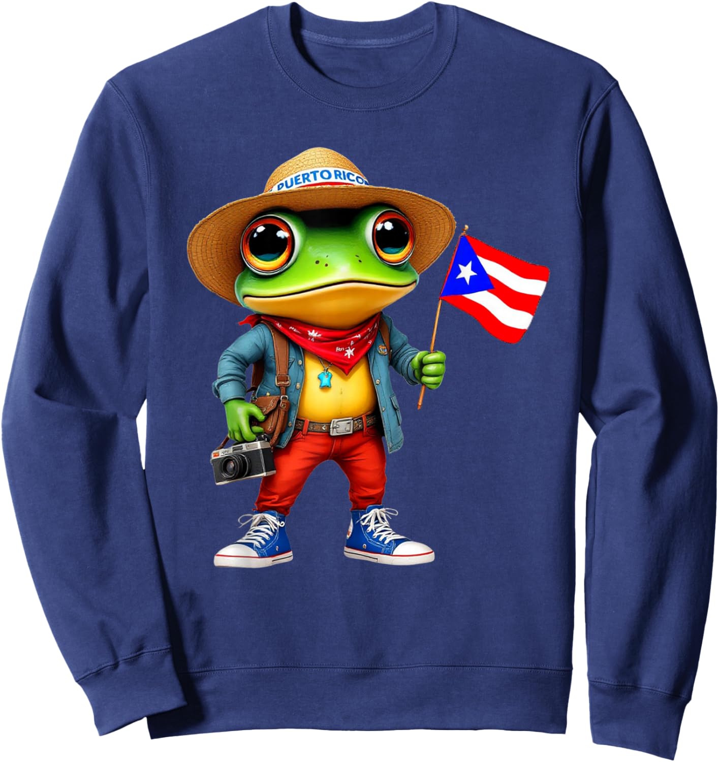 Coqui Frog Puerto Rico Flag Puertoo Rican Taino Boricua Sweatshirt - Sweatshirt | Navy