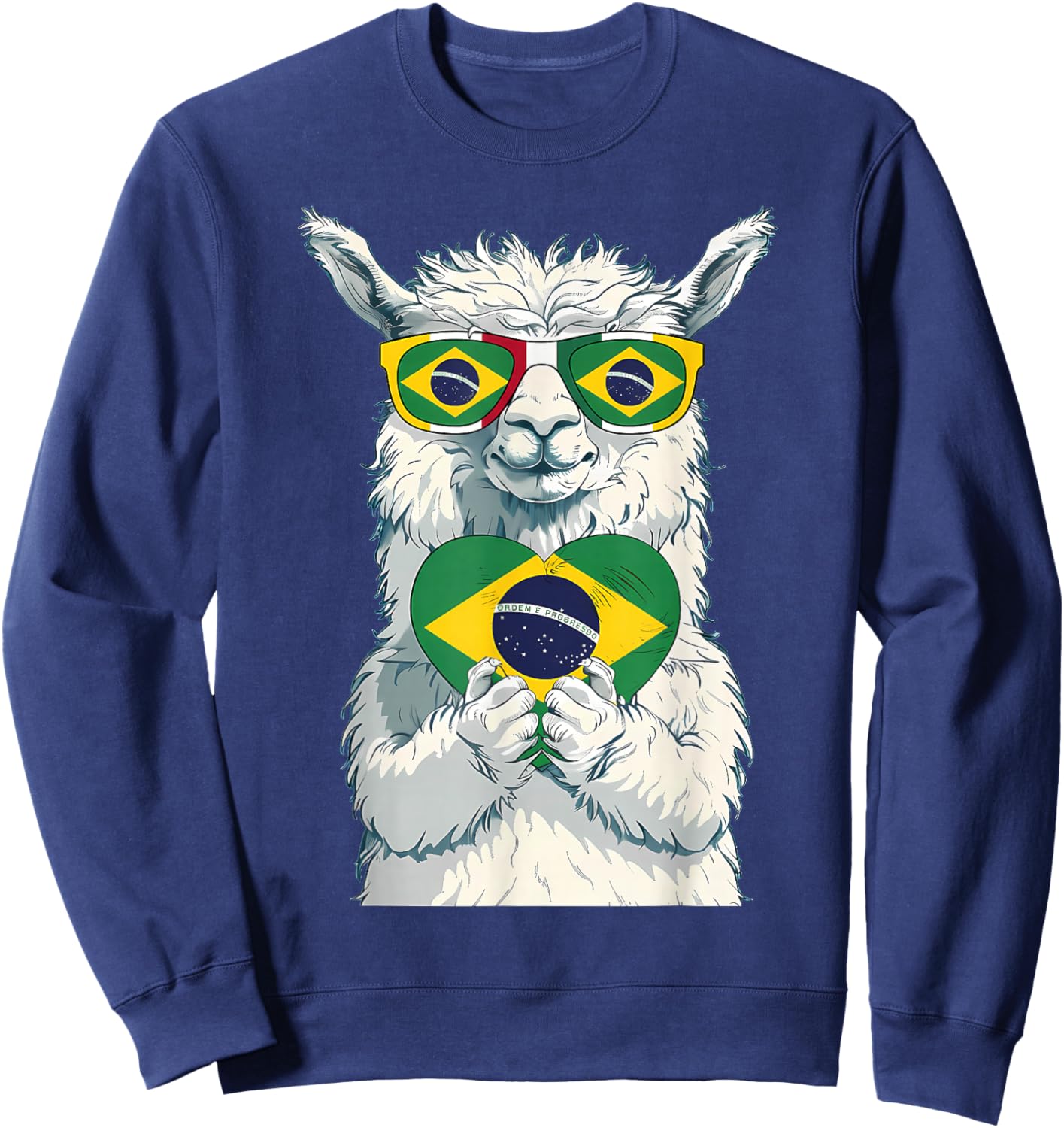 Brasil Flag Llama Brazilian Alpaca Brasilian Roots Brazil Sweatshirt - Sweatshirt | Navy