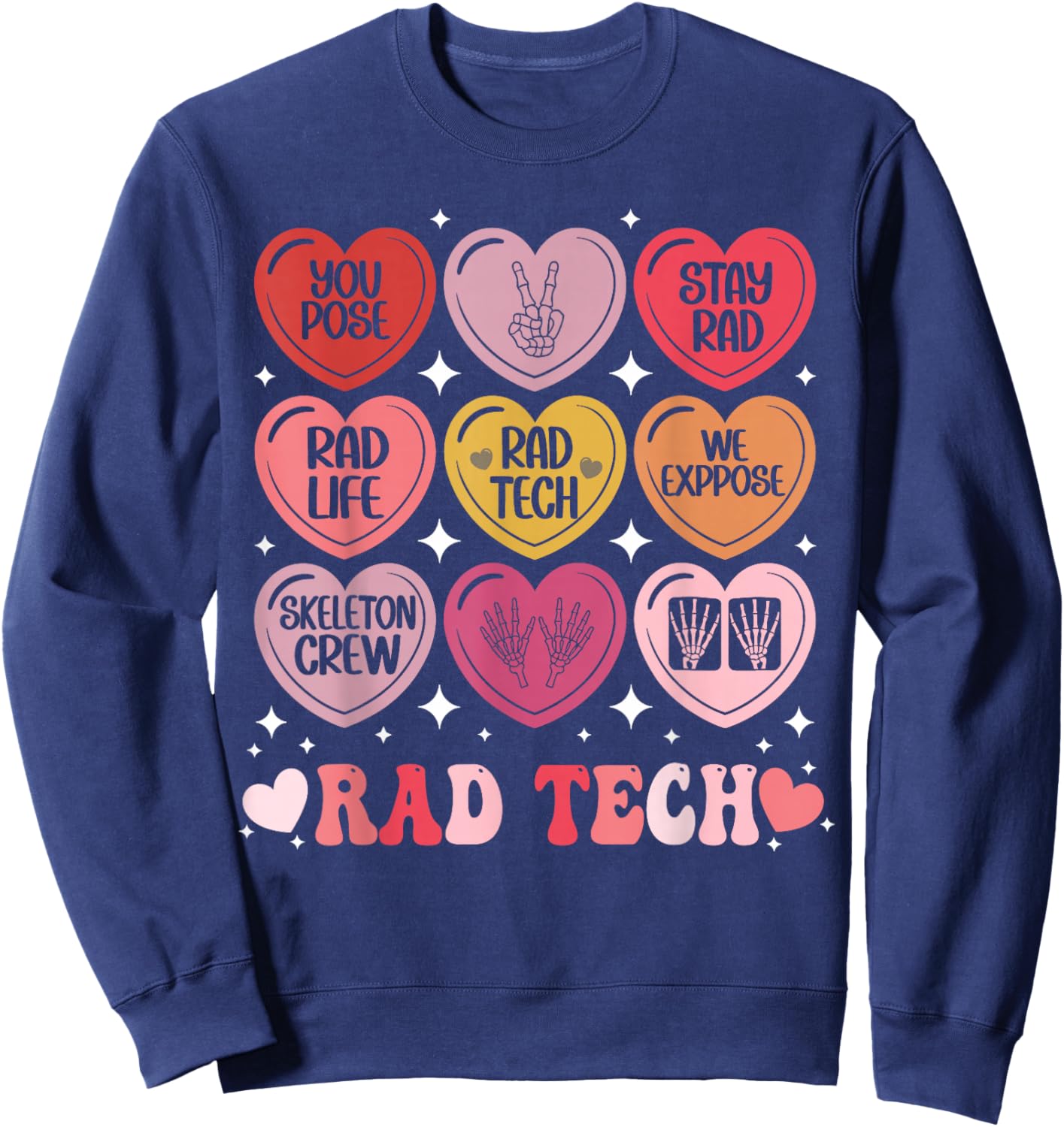 Rad Tech Valentine's Day Radiology X-Ray Radiate Heart Candy Sweatshirt - Sweatshirt | Navy