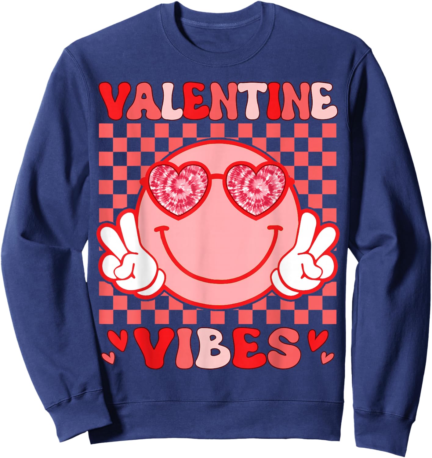 Valentine Vibes Hippie Valentines Day Shirts for Girls Women Sweatshirt - Sweatshirt | Navy