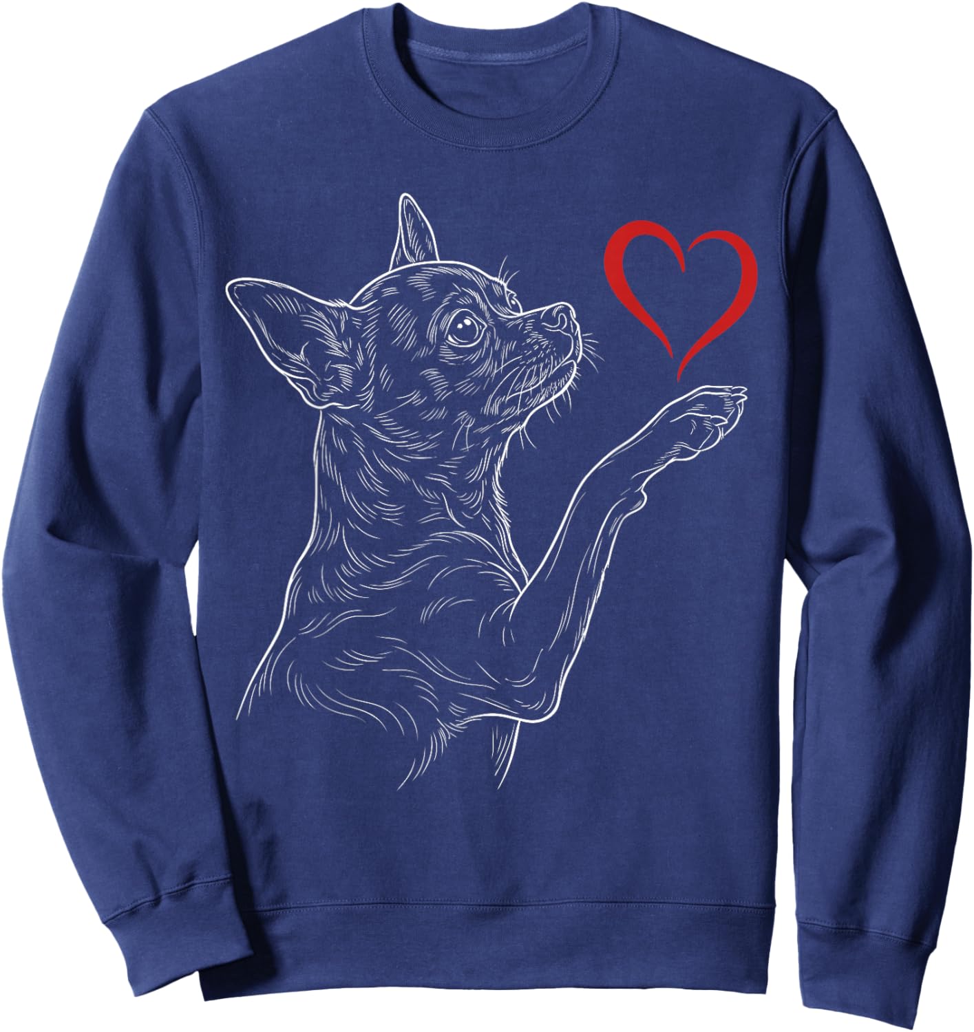 Chihuahua Lover Dog Art Holding Heart Valentines Sweatshirt - Sweatshirt | Navy