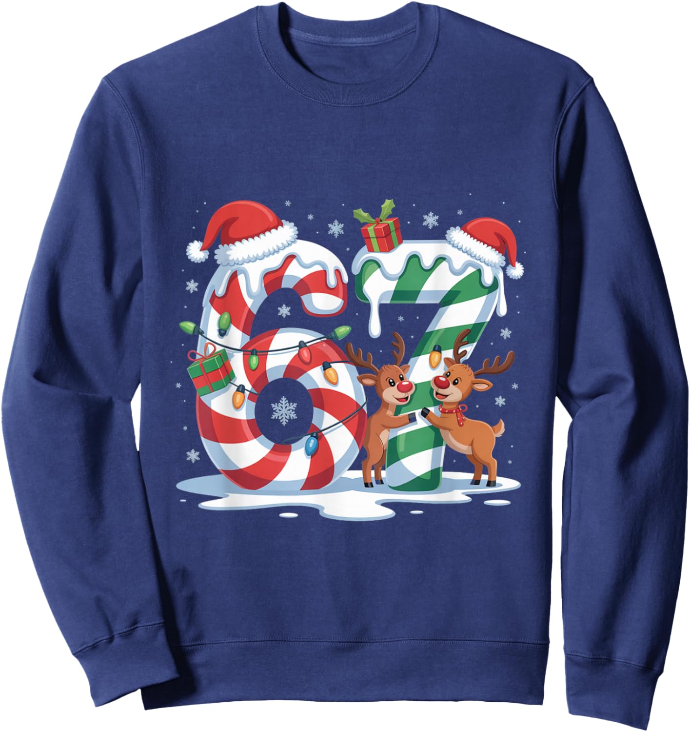 Christmas 67 Funny Xmas Six Seven Ugly Sweater 6-7 Sweatshirt - Sweatshirt | Navy