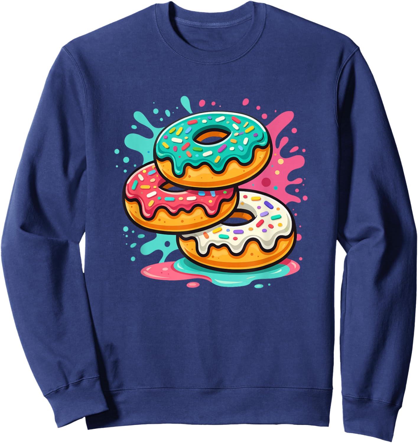 Colorful Donut for Kids who Loves Donuts for Donut Day Fans Sweatshirt - Sweatshirt | Navy