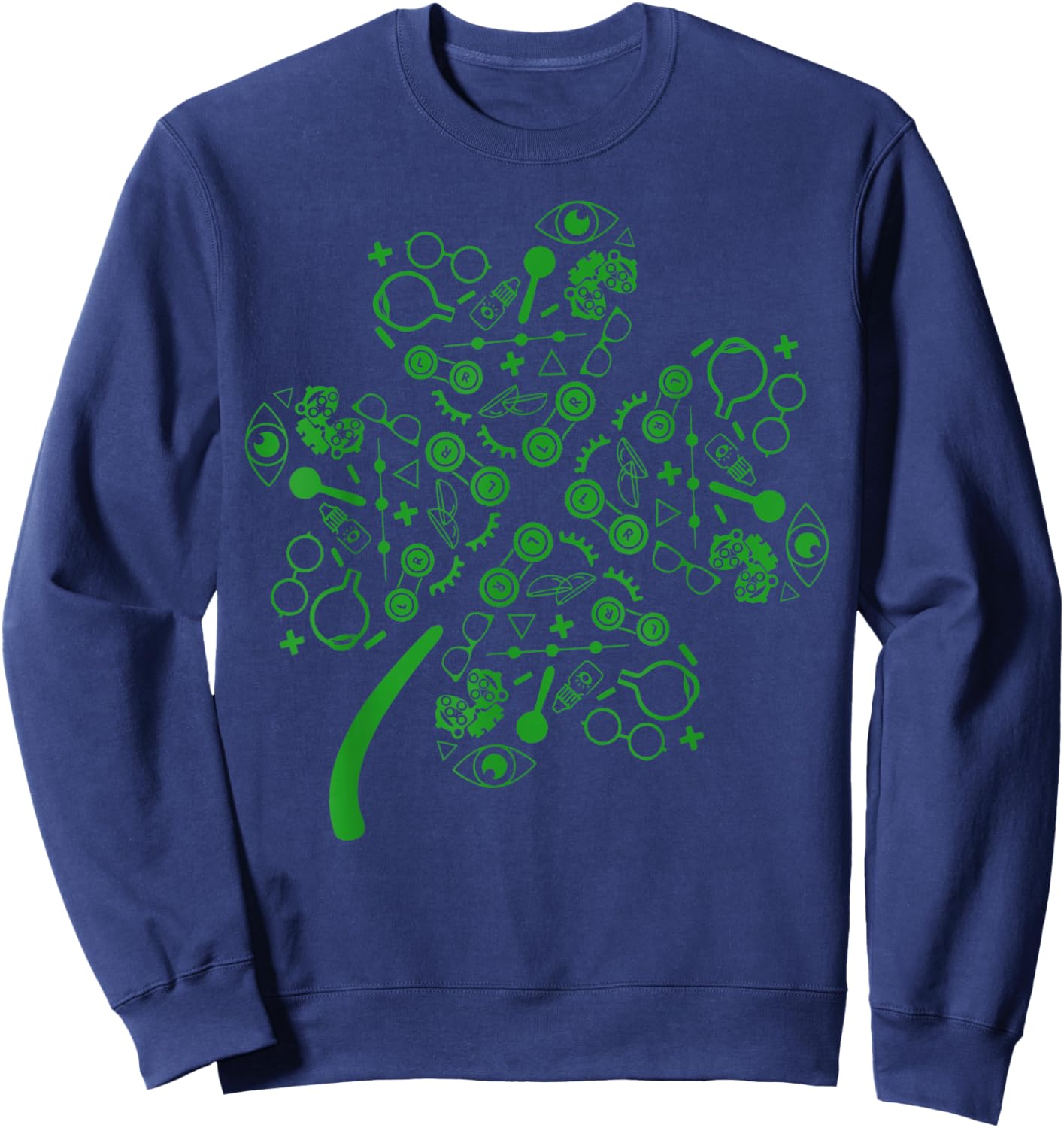 Optometry Symbols Shamrock Optometrist St Patrick's Day Sweatshirt - Sweatshirt | Navy