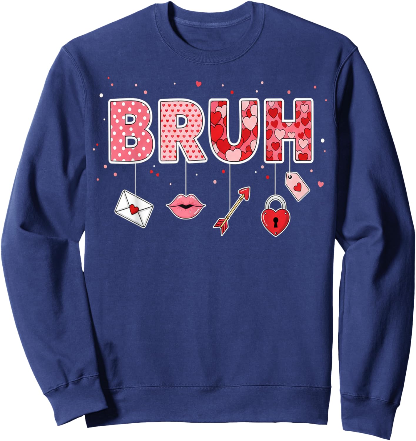 Happy Valentines Bruh Valentine Boys Hearts Kids Men Sweatshirt - Sweatshirt | Navy