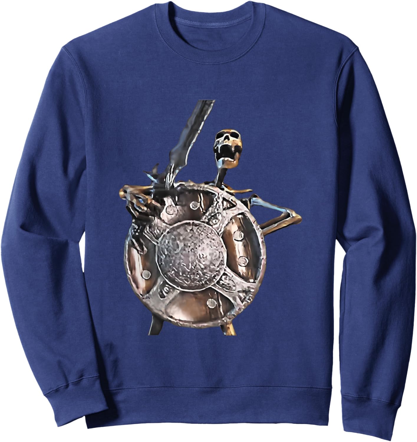 Skeleton Banging Shield Meme Sweatshirt - Sweatshirt | Navy