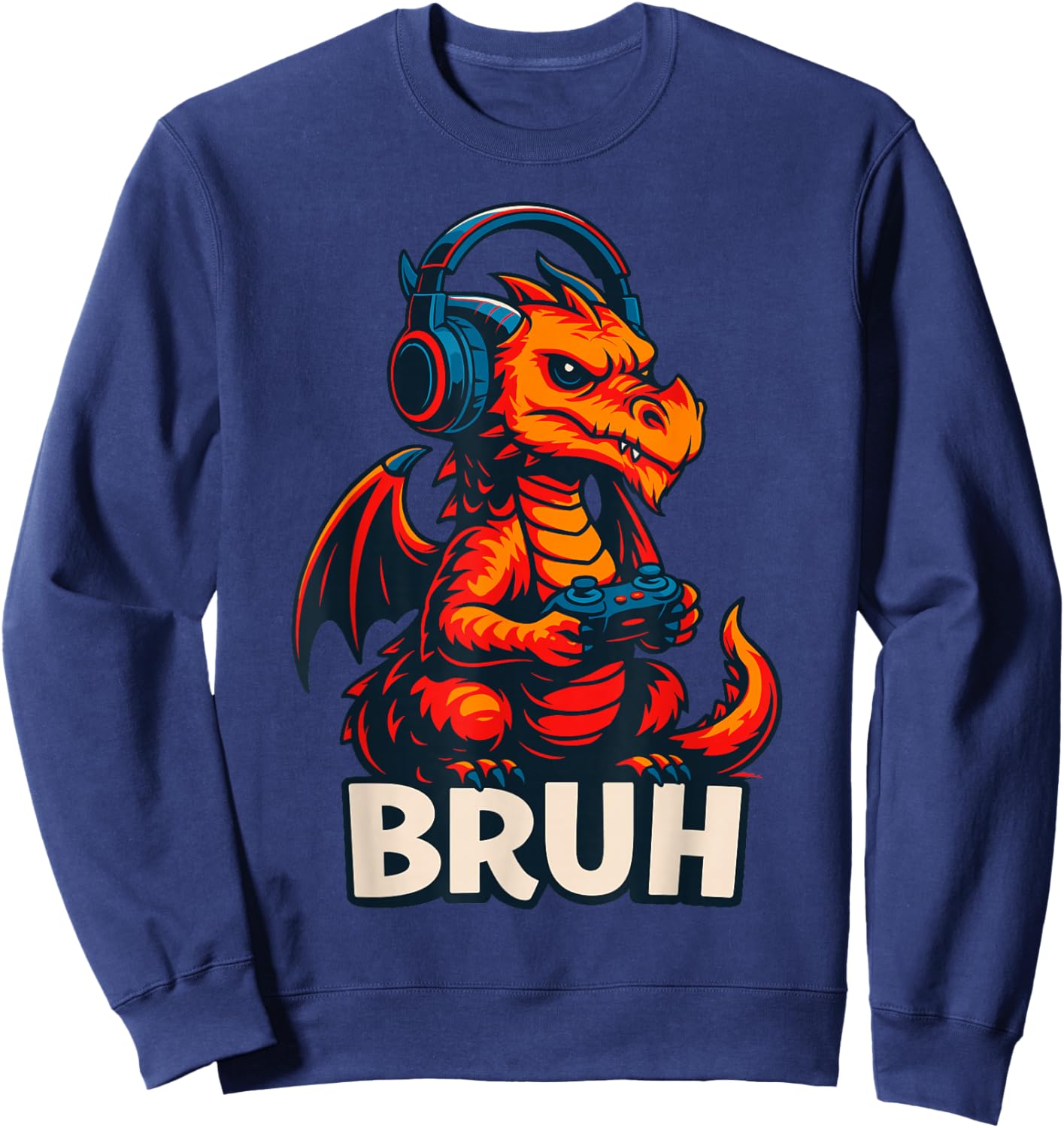Gamer Dragon Gaming Bruh Sweatshirt - Sweatshirt | Navy