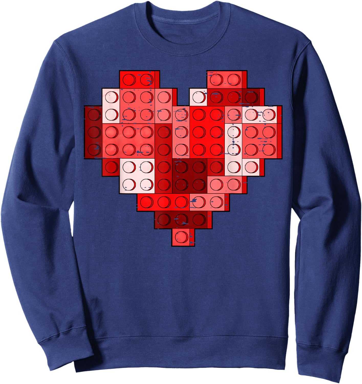 Valentines Day Heart Building Blocks Bricks Boys Kid Toddler Sweatshirt - Sweatshirt | Navy