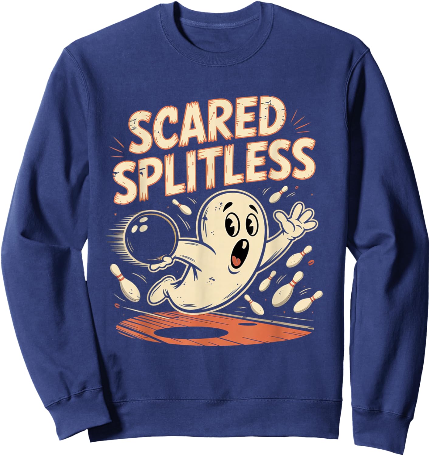 Scared Splitless Bowling Halloween Fun Design Sweatshirt - Sweatshirt | Navy