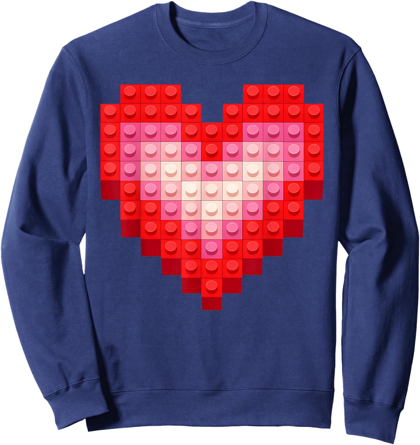 Valentines Day Boys Kid Toddler Heart Building Blocks Bricks Sweatshirt - Sweatshirt | Navy