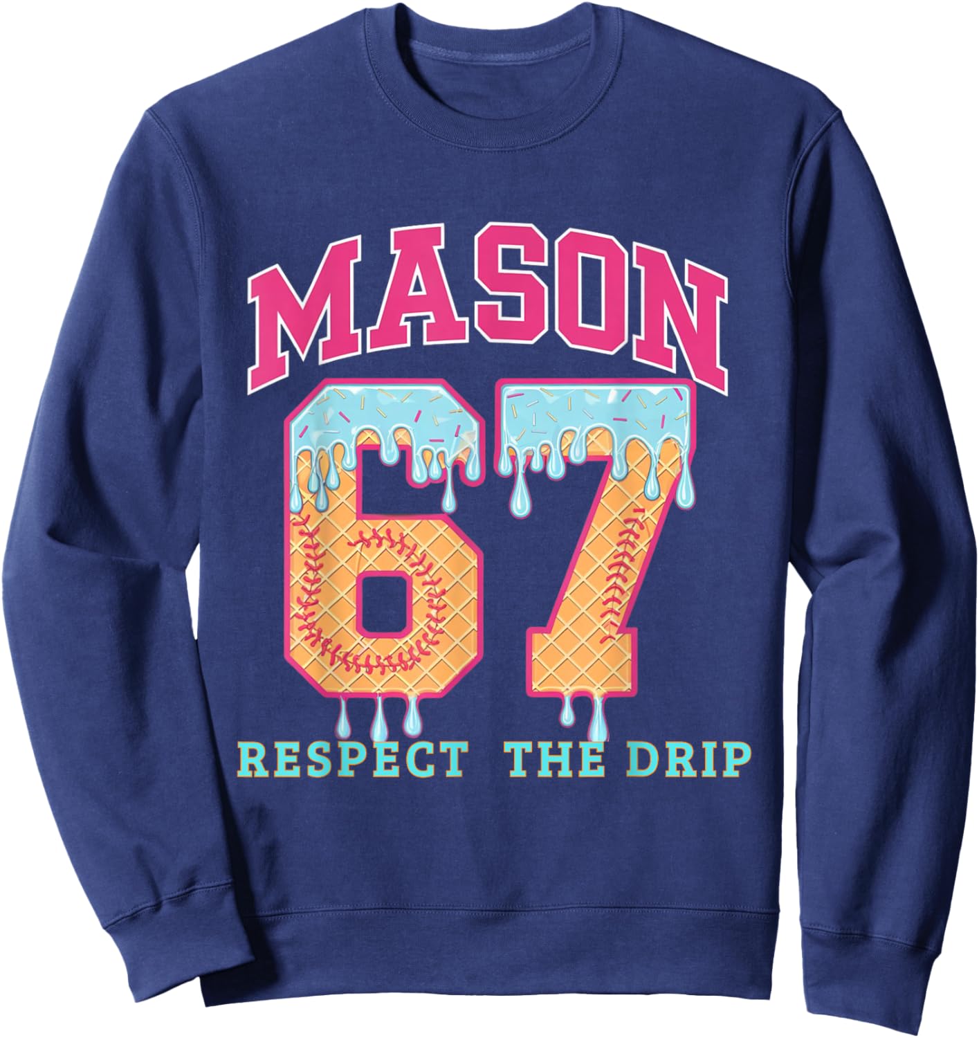 67 Mason Ice Cream Baseball Drip Respect The Drep Sweatshirt - Sweatshirt | Navy