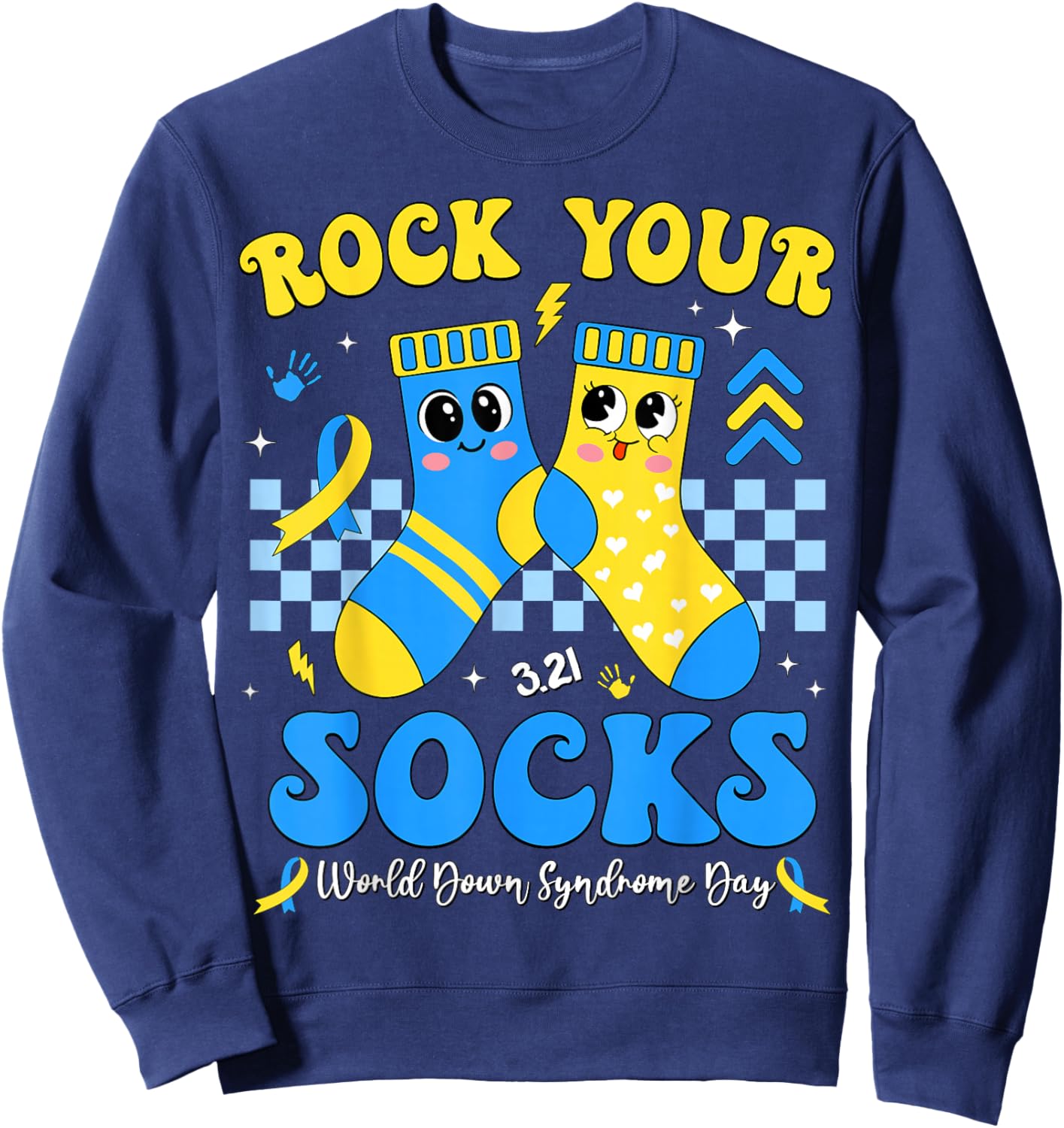 Rock Your Socks World Down Syndrome Day Awareness 3.21 Kids Sweatshirt - Sweatshirt | Navy