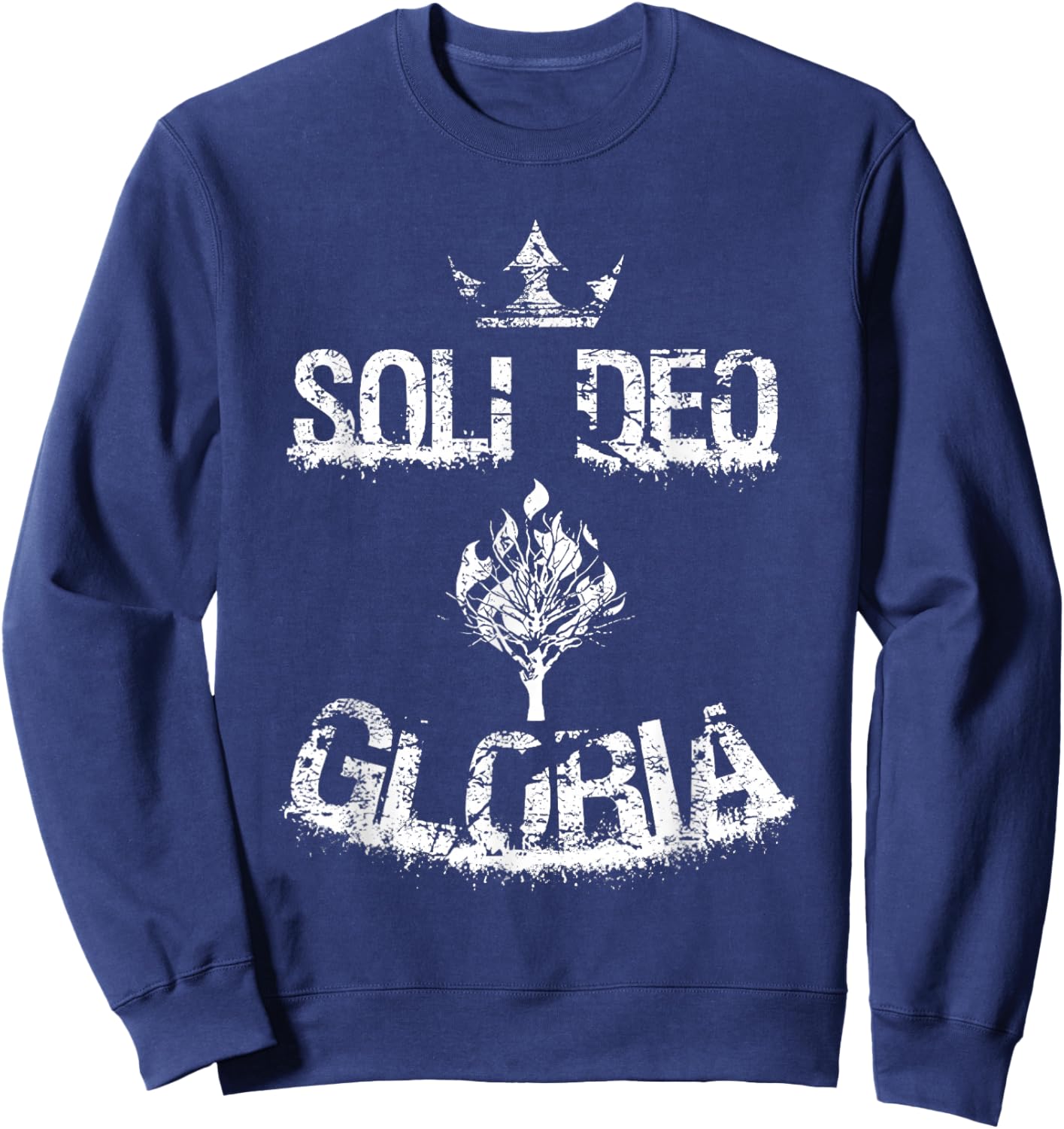 Soli Deo Gloria Reformed Theology Five Solas Christian Art Sweatshirt - Sweatshirt | Navy