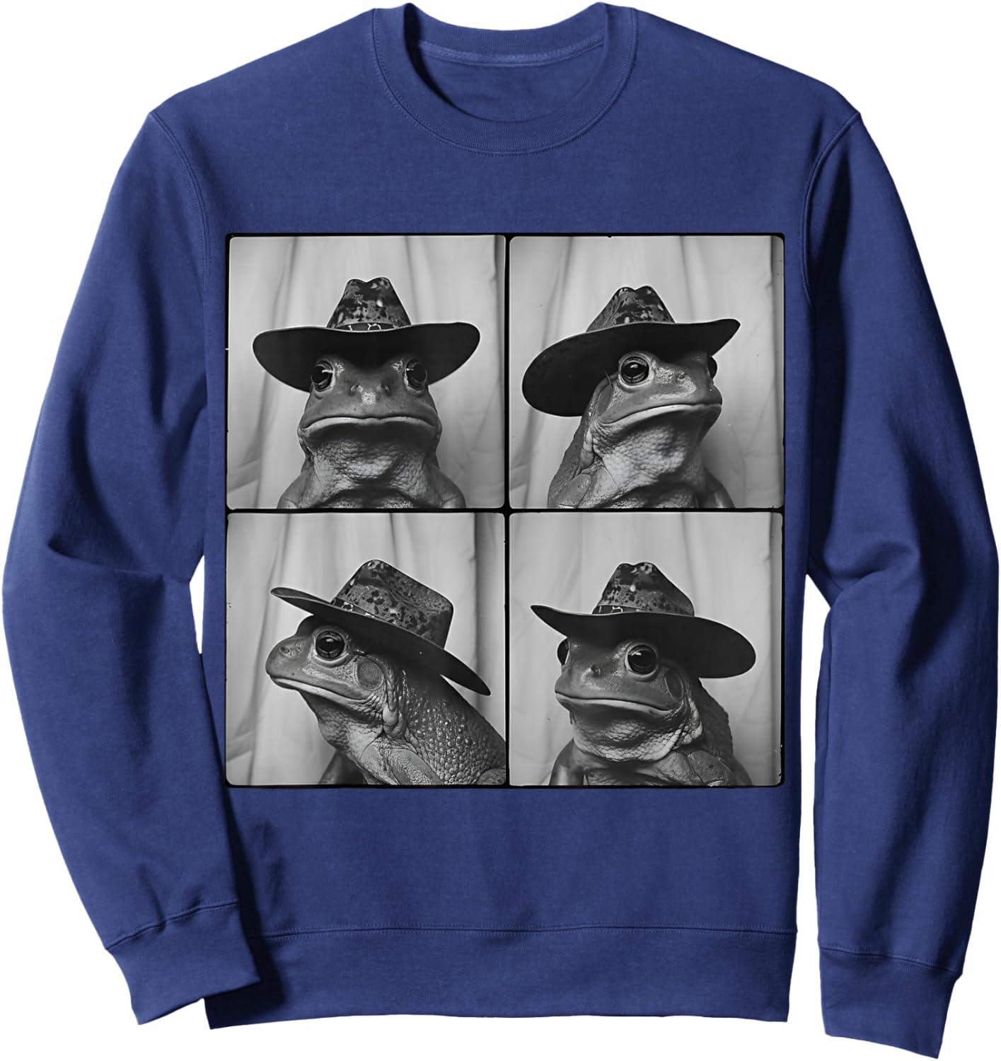 Frog in Cowboy Hat Funny Animal Photobooth Frog Boys Kids Sweatshirt - Sweatshirt | Navy