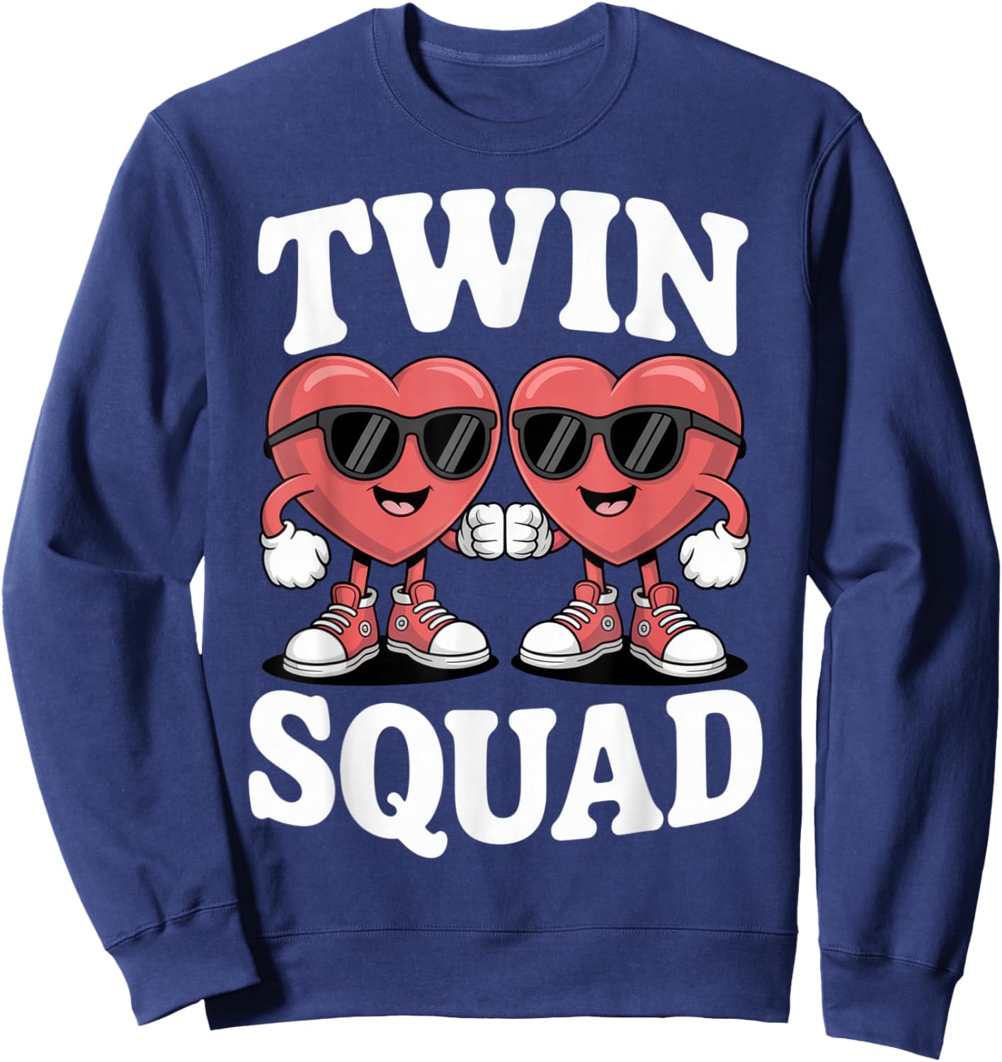 Twin Squad Heart Lovers Funny Matching Outfit Valentine's Sweatshirt - Sweatshirt | Navy