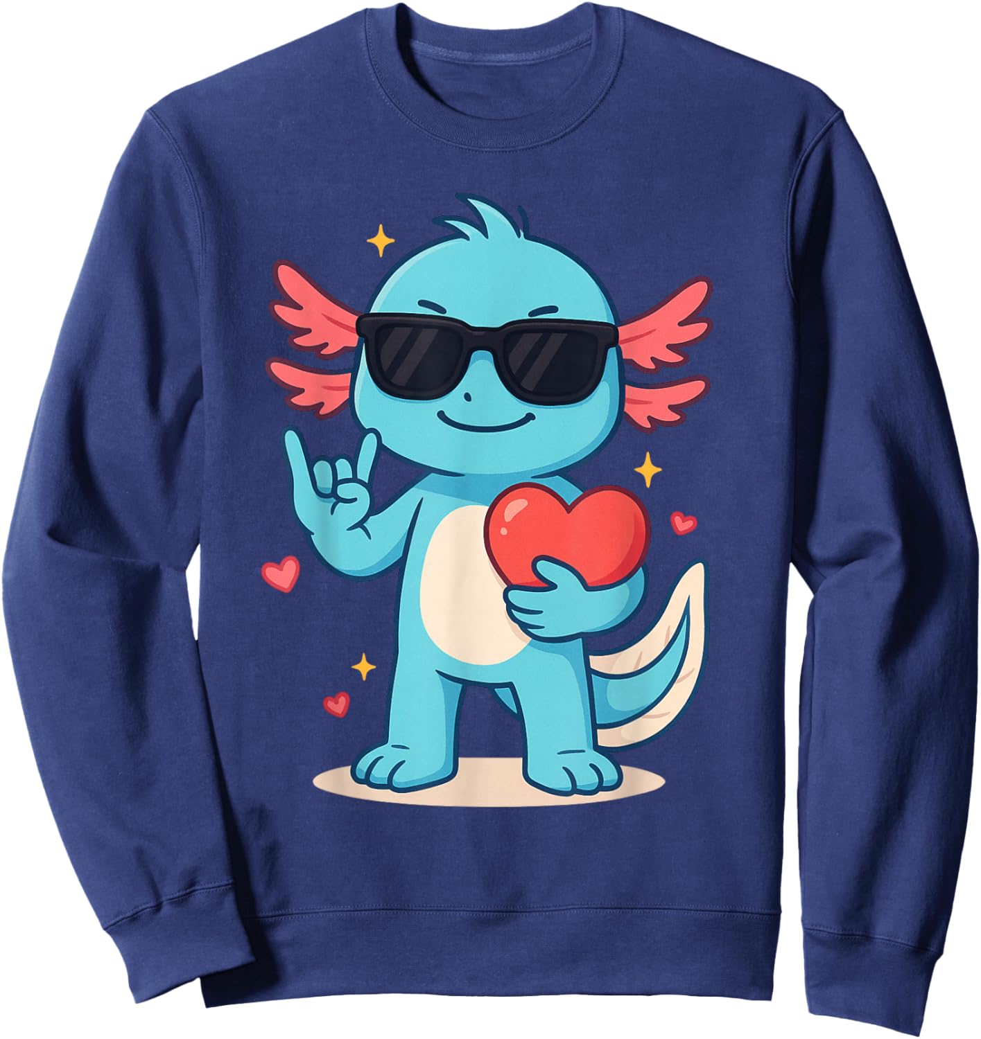 Cute Axolotl Valentines Day Love Funny Axolotl Boys Kids Sweatshirt - Sweatshirt | Navy