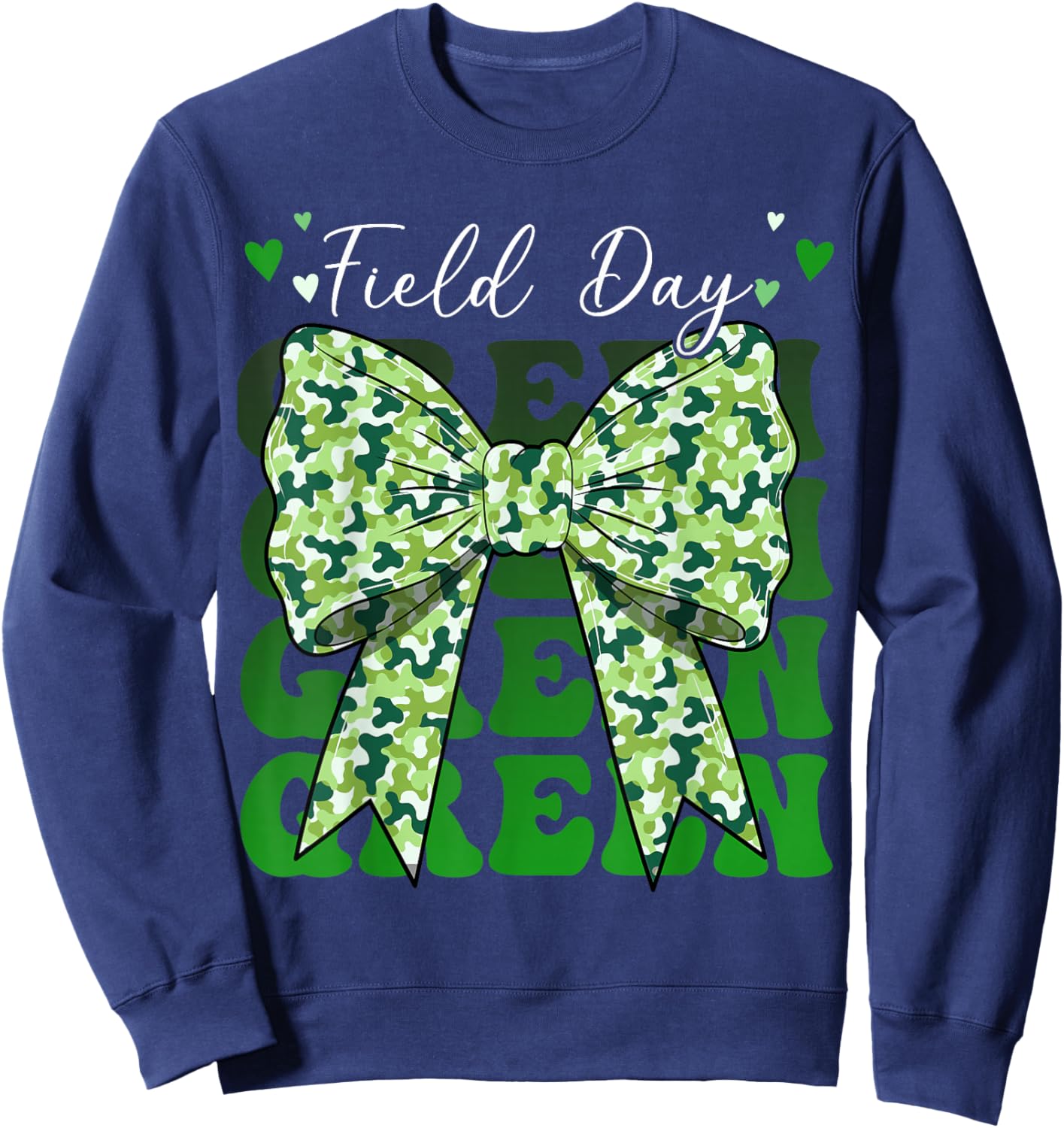 Field Day Green Team Coquette Bow Camp Teacher Boy Girl Sweatshirt - Sweatshirt | Navy