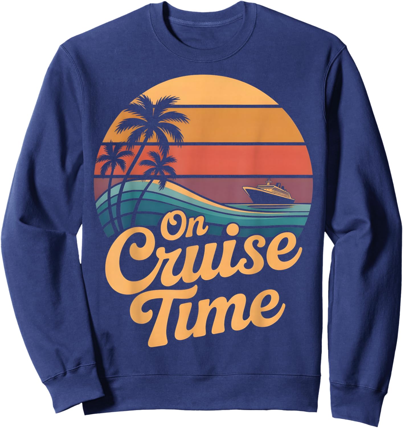 Retro On Cruise Time Summer Vacation Outfits Men Sweatshirt - Sweatshirt | Navy