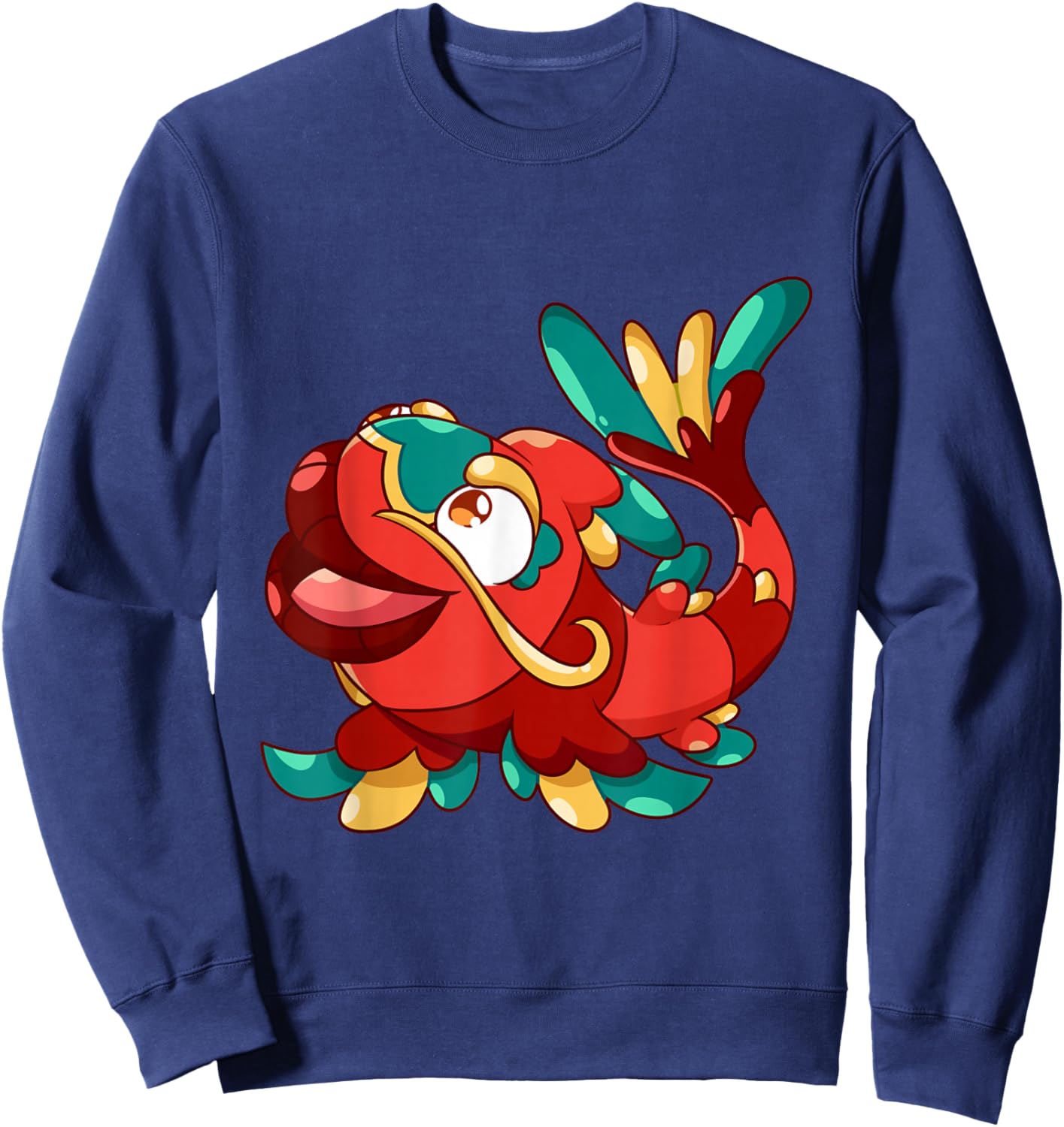 Cute Funny Sweet Oriental Cartoon Fish Fishing Sweatshirt - Sweatshirt | Navy