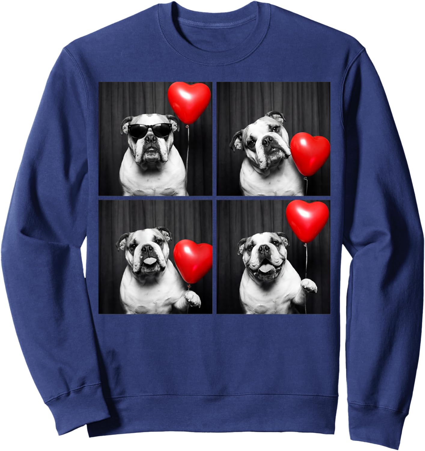 English Bulldog Photobooth Dog Lover Valentines Design Sweatshirt - Sweatshirt | Navy