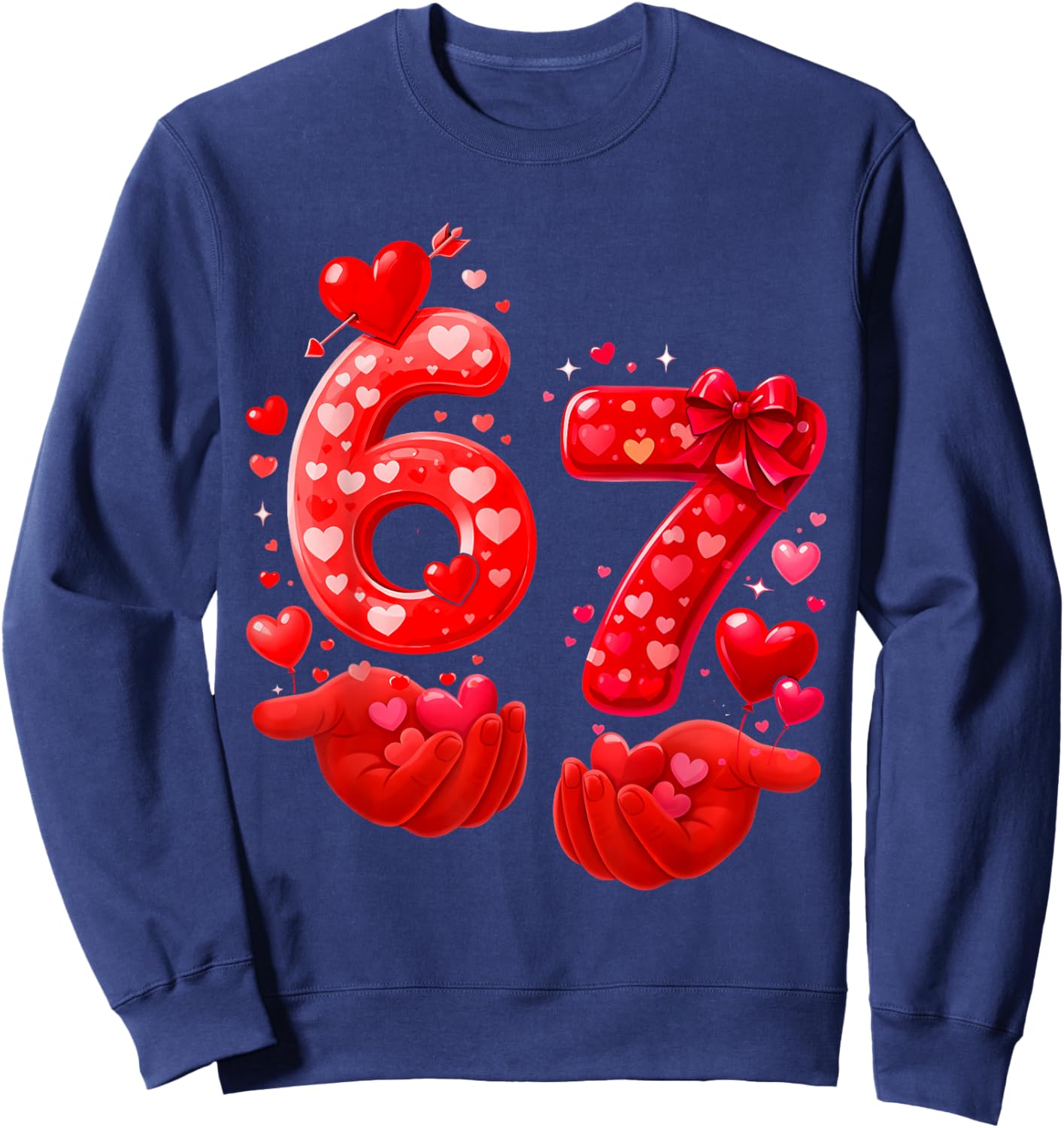 67 Valentine Six Seven Bruh Funny Boys Girls Kids Sweatshirt - Sweatshirt | Navy