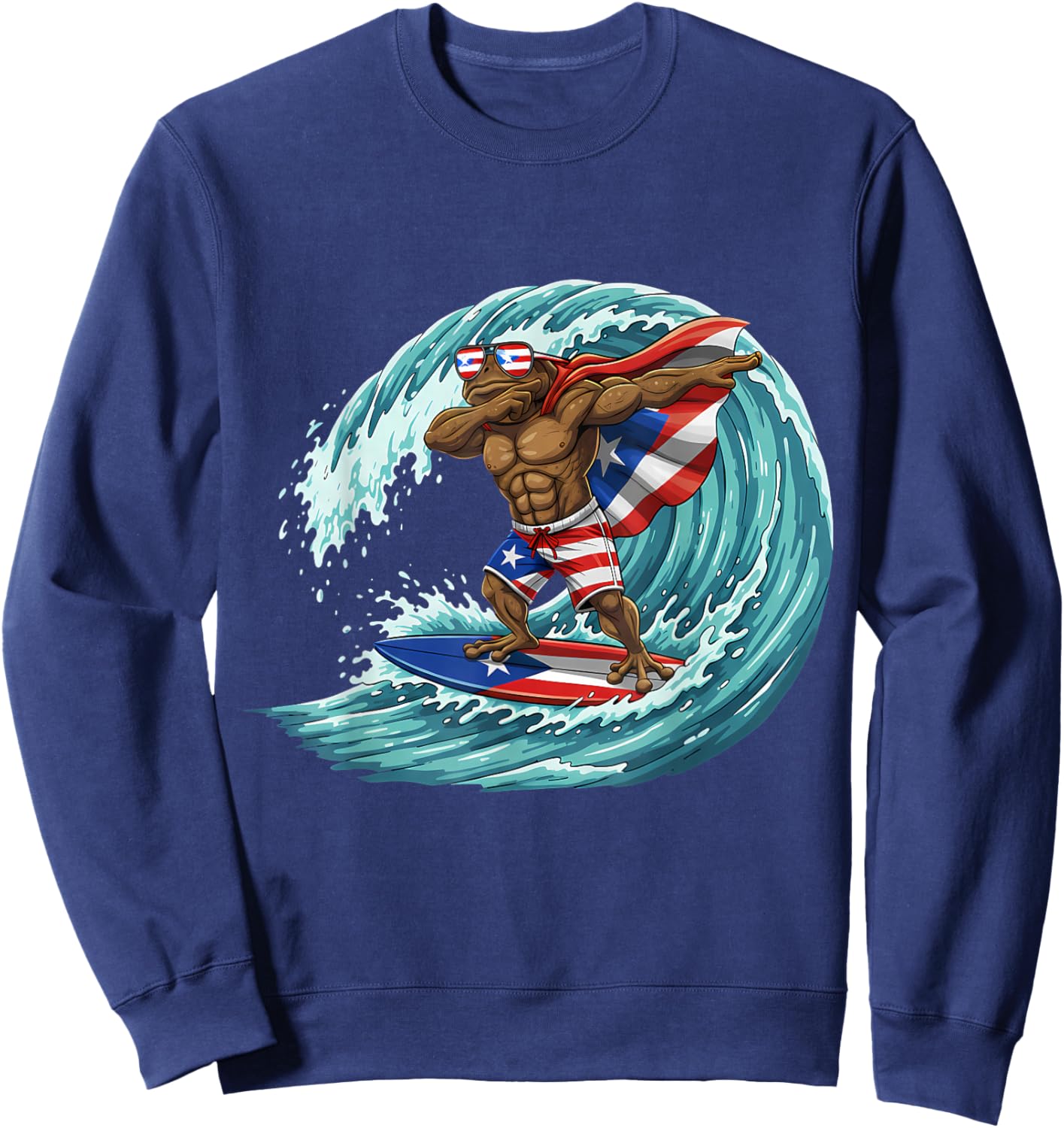 Coqui Frog Puerto Rico Taino Puerto Rican Flag Boricua Sweatshirt - Sweatshirt | Navy
