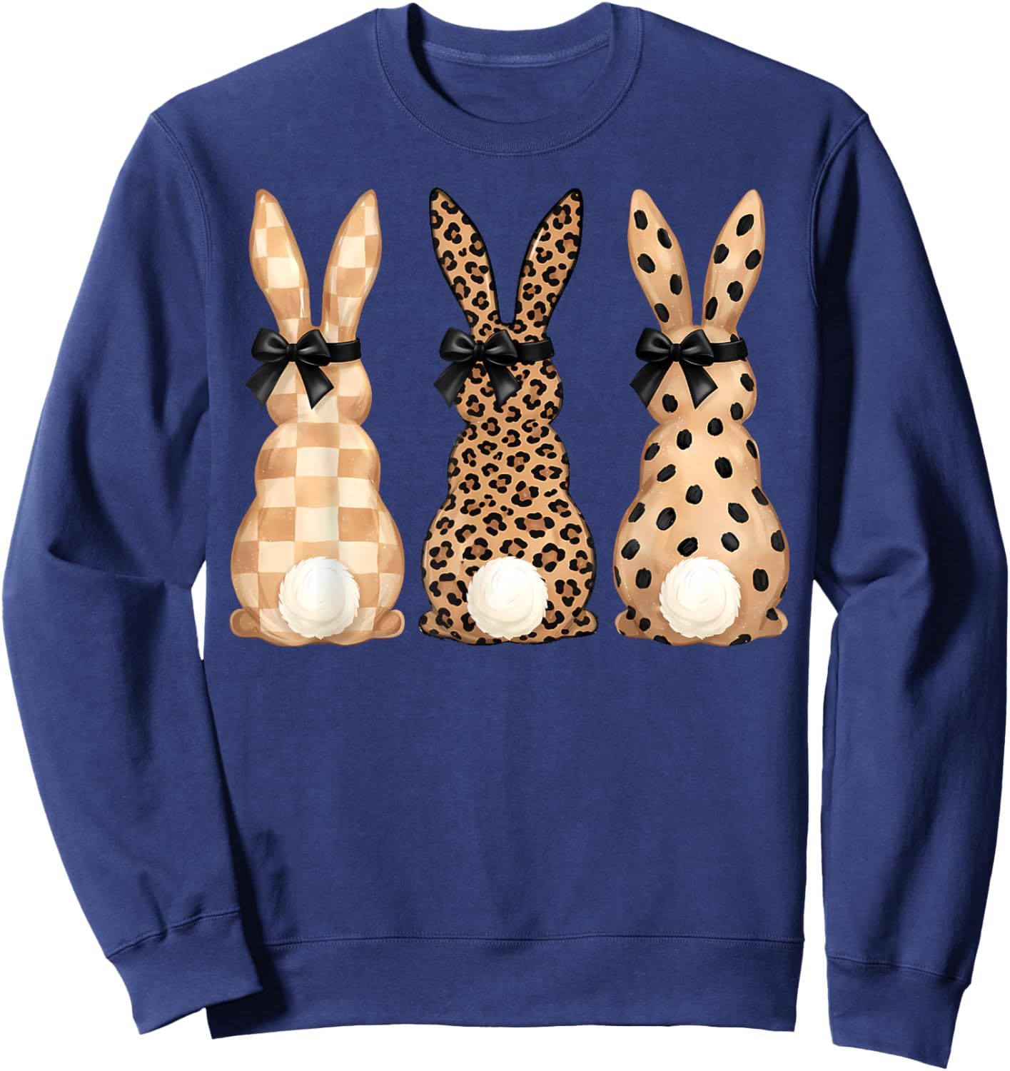 Cute Rabbit Bunnies Coquette Bow Easter Day Women Girls Kids Sweatshirt - Sweatshirt | Navy
