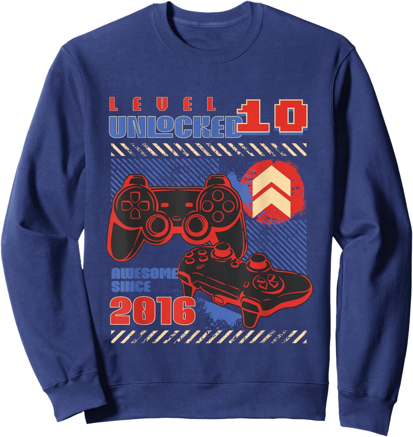 Level 10 Unlocked Awesome Since 2016 10th Birthday Gaming Sweatshirt - Sweatshirt | Navy