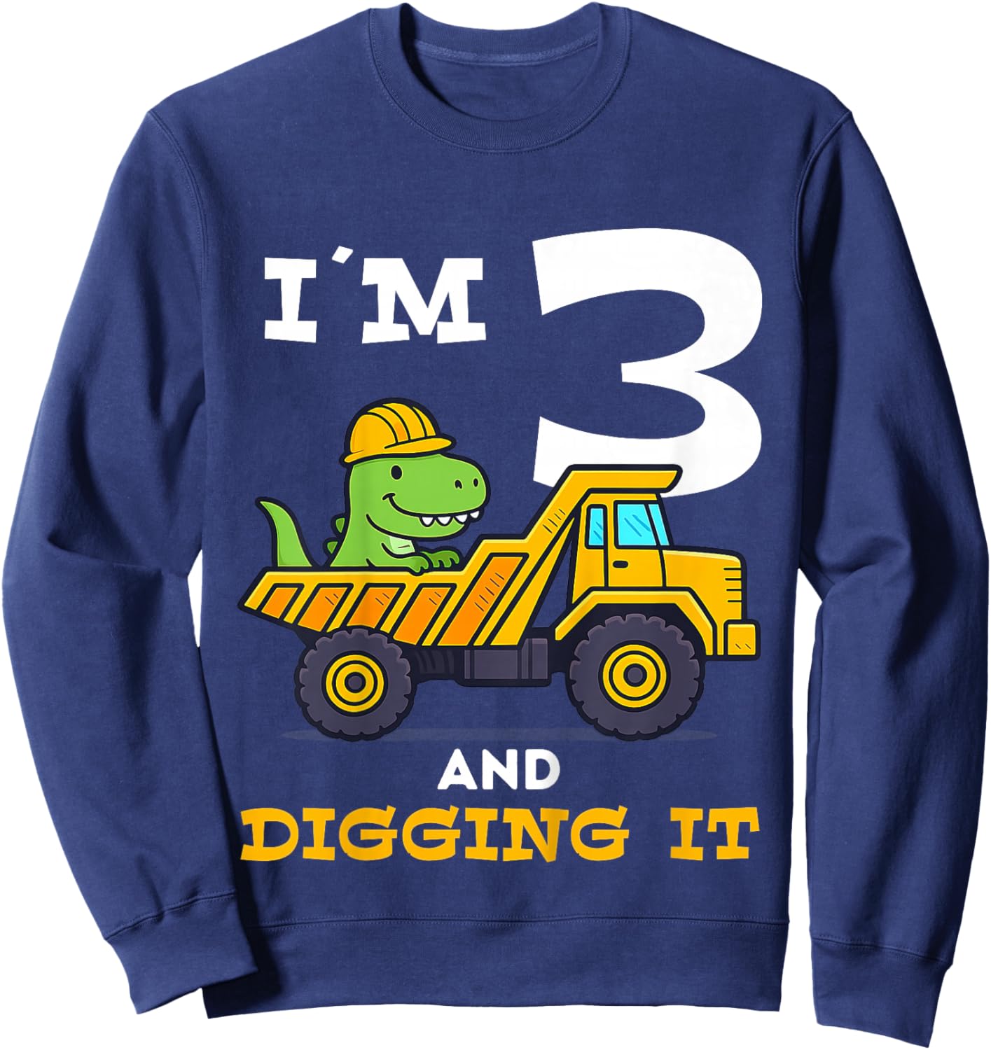 Dinosaur 3rd Birthday Construction Sweatshirt - Sweatshirt | Navy