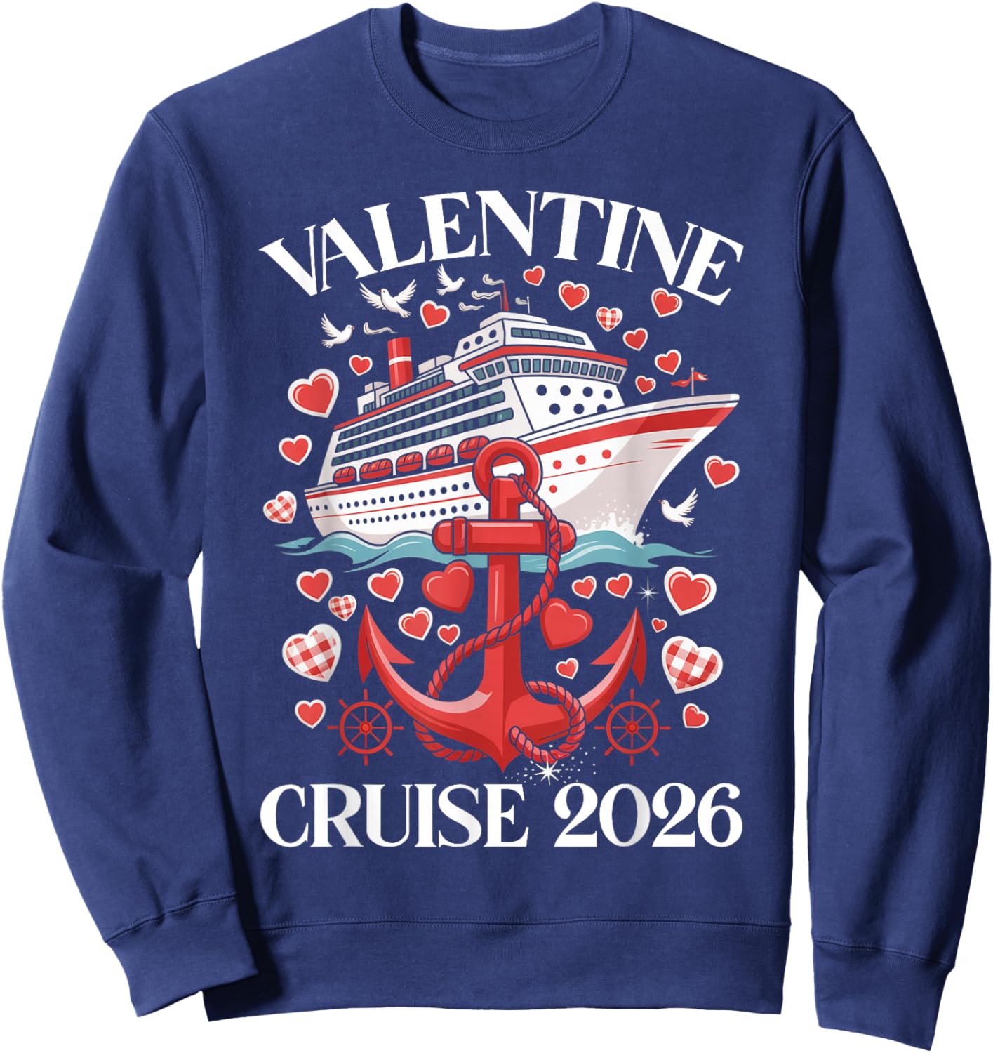 Cute Valentine Cruise 2026 Matching Couple Holiday Sweatshirt - Sweatshirt | Navy