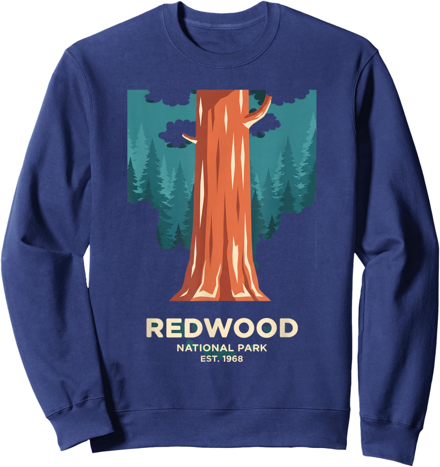 Redwood National Park Est 1968 Kids Forest Tree Nature Sweatshirt - Sweatshirt | Navy