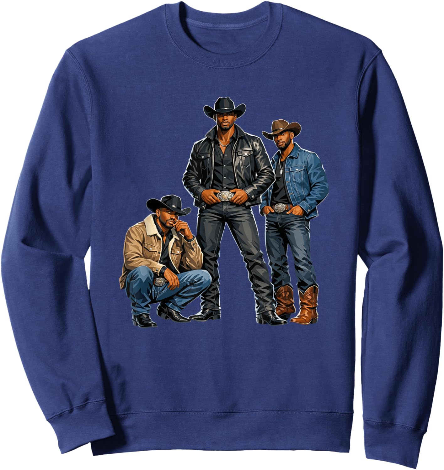 Western Cowboy Melanin Black History African Texas Rodeo Men Sweatshirt - Sweatshirt | Navy