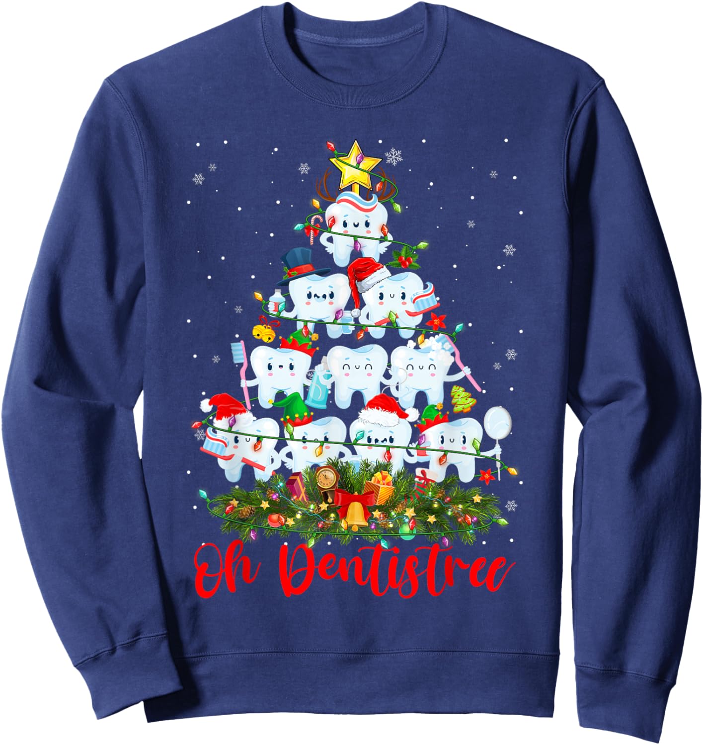 Oh Dentistree Dentistry Christmas Tree Dentists Xmas Pajamas Sweatshirt - Sweatshirt | Navy