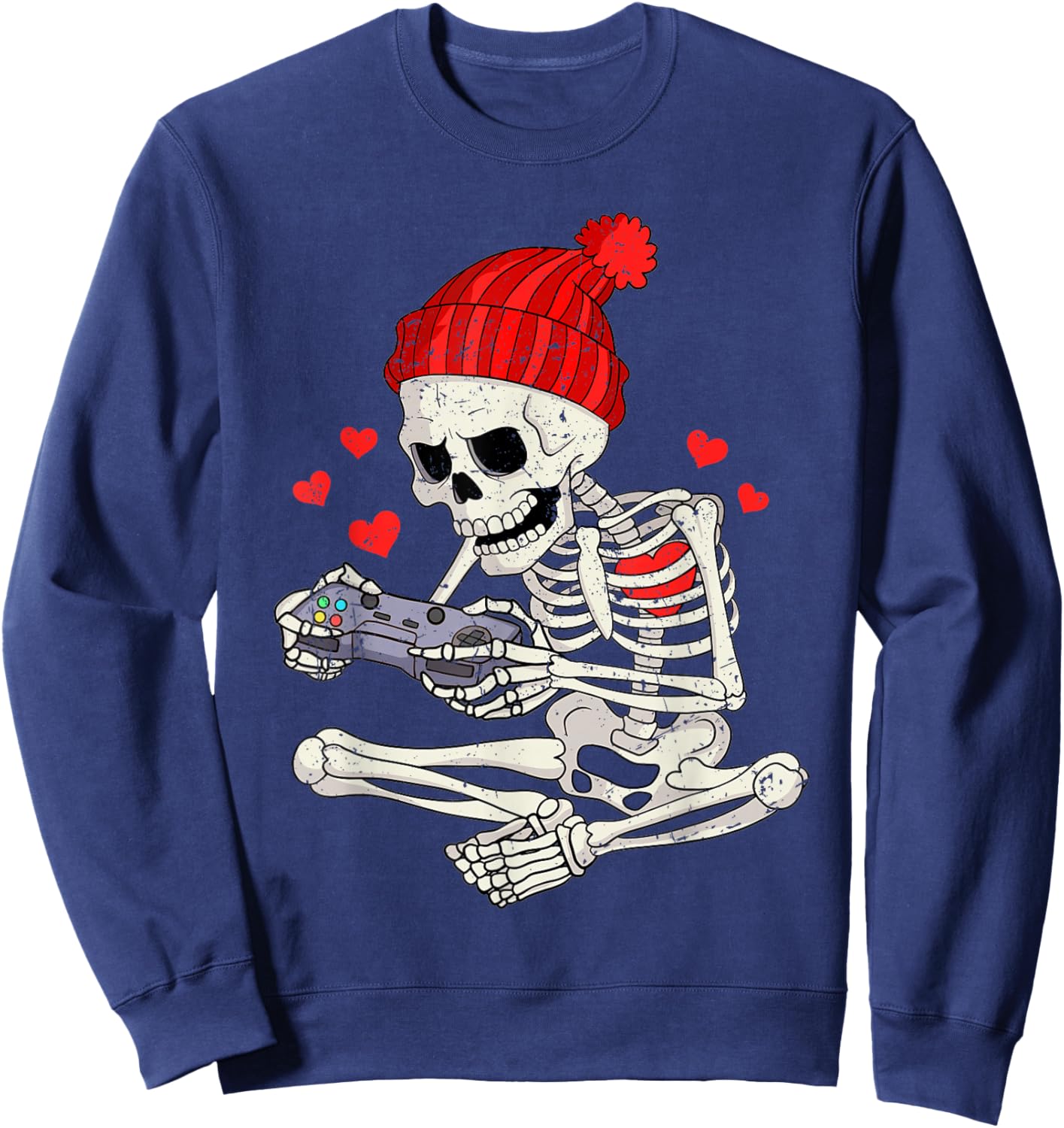 Funny Boys Valentines Skeleton Gamer Video Games Gaming Sweatshirt - Sweatshirt | Navy